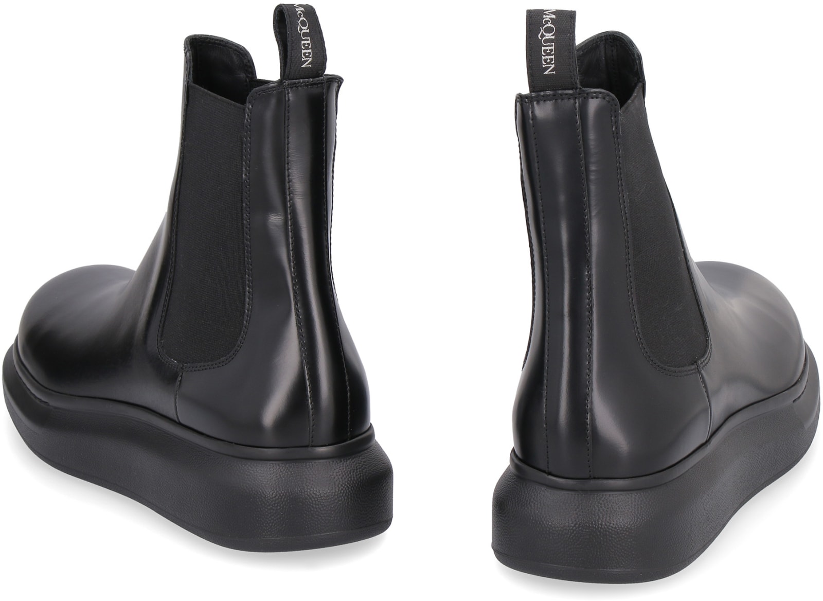 Shop Alexander Mcqueen Hybrid Leather Chelsea Boots In Black