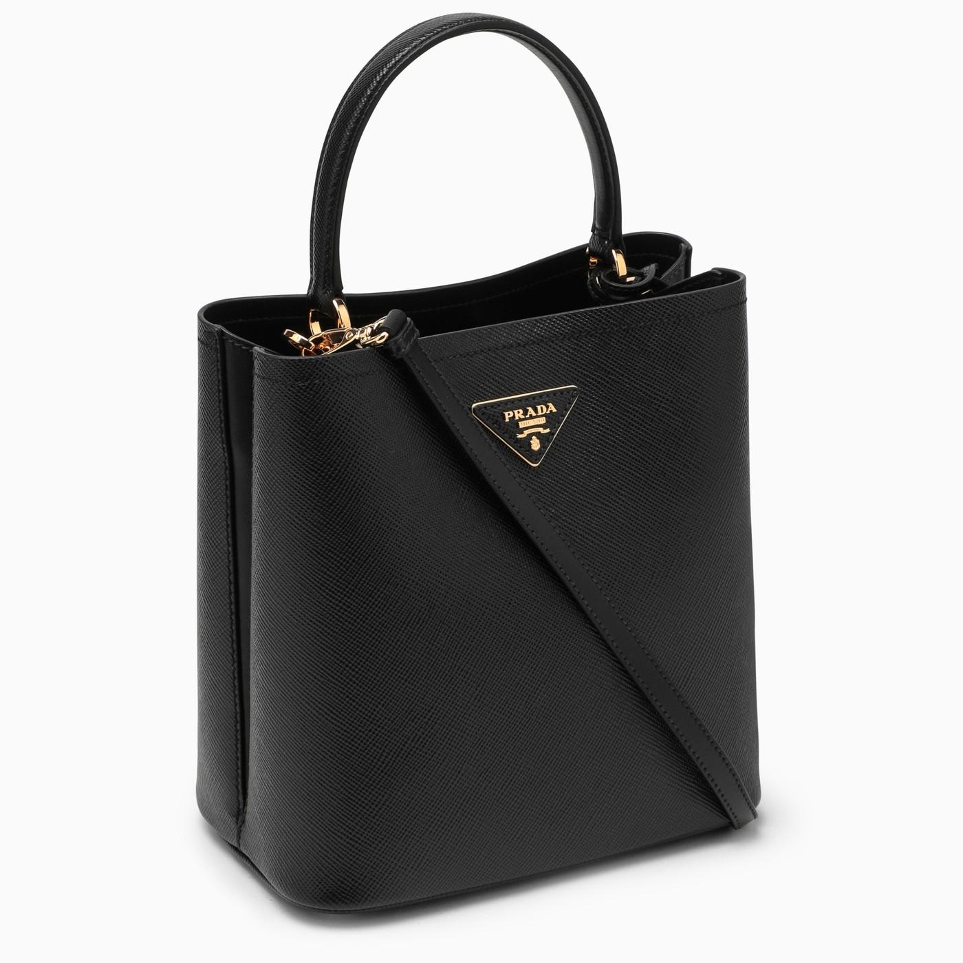 Shop Prada Panier Medium Bag In Black Saffiano In Nero