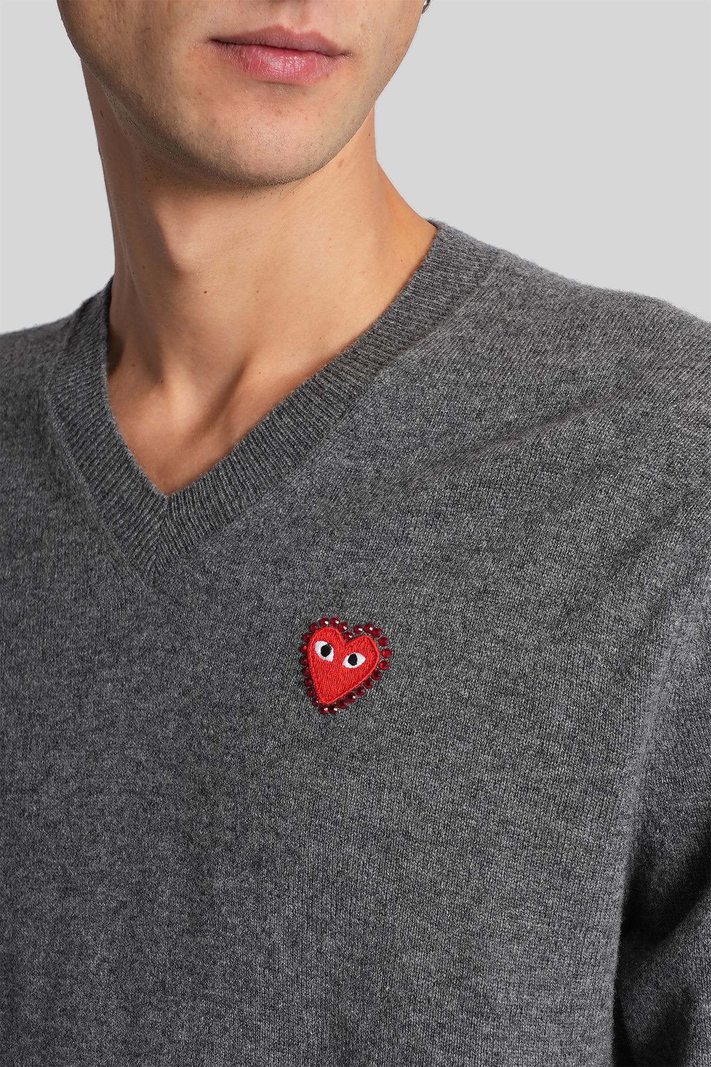 Comme Des Garçons Play Knitwear In Grey Wool In Brown