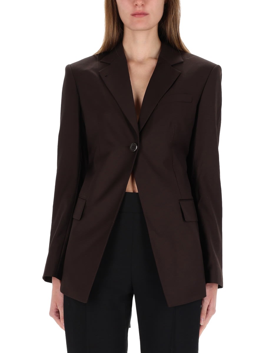 Helmut Lang Cutaway Blazer In Brown