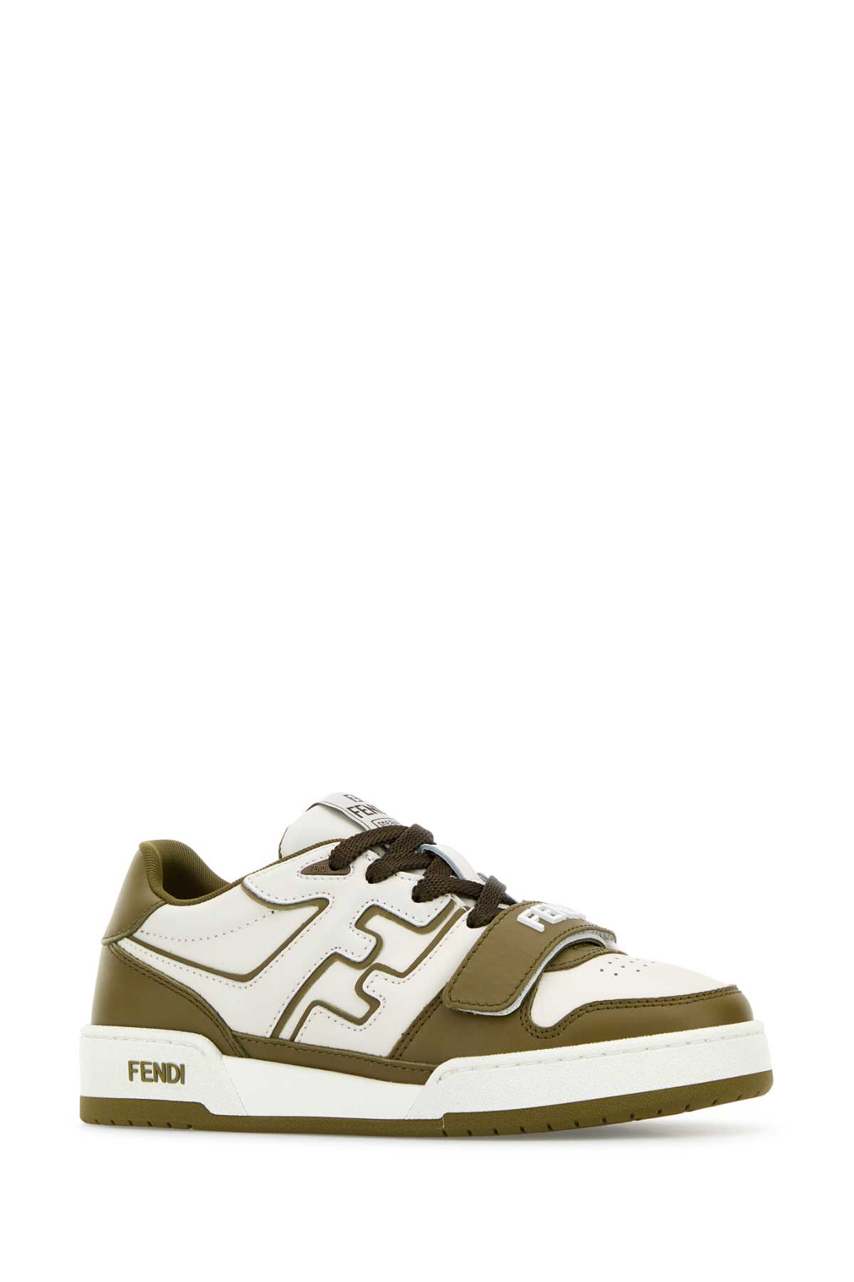 Shop Fendi Two-tone Leather  Match Sneakers In Olivebiaolivbice