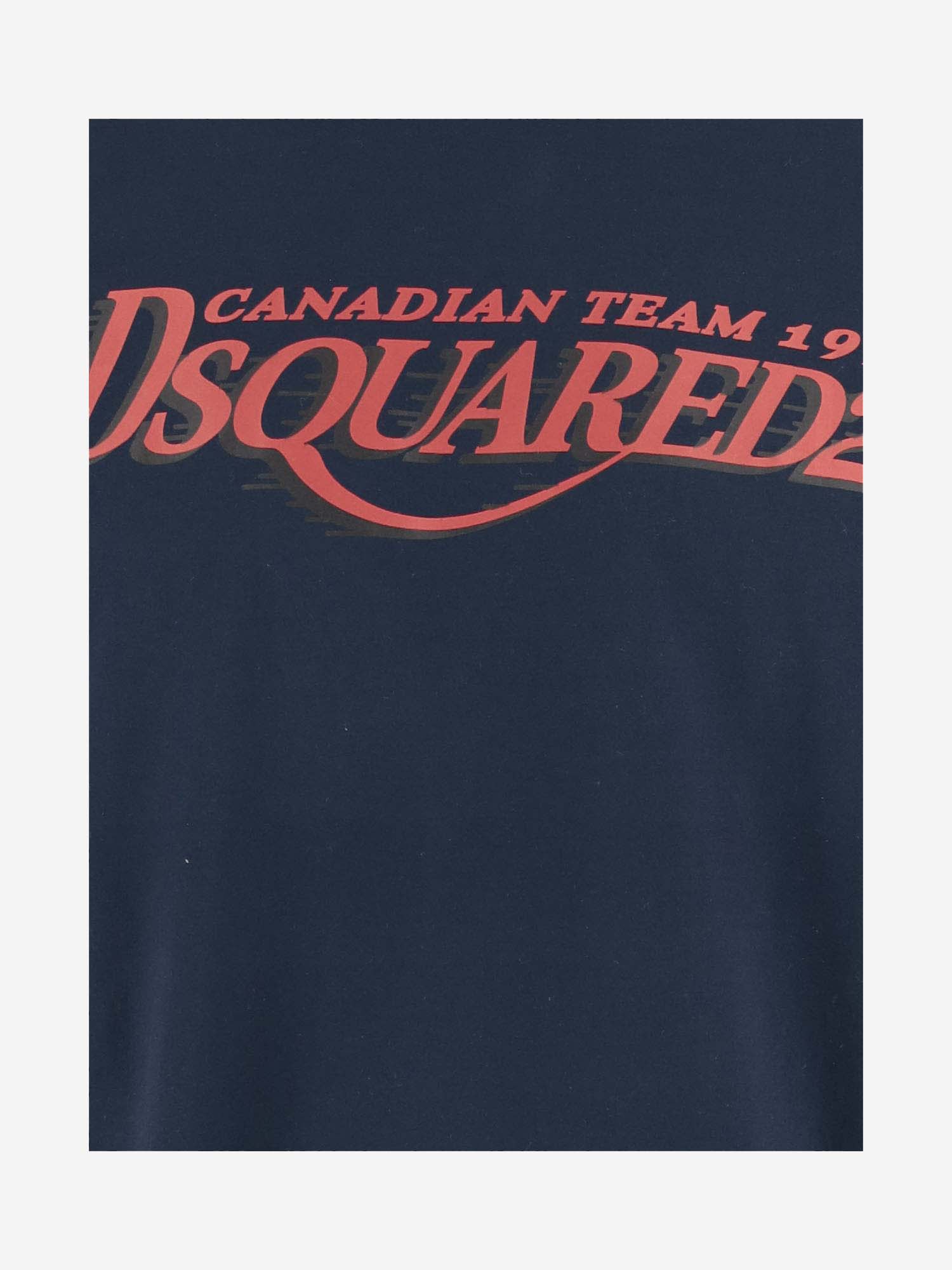 Shop Dsquared2 Cotton T-shirt With Logo In Blue Navy