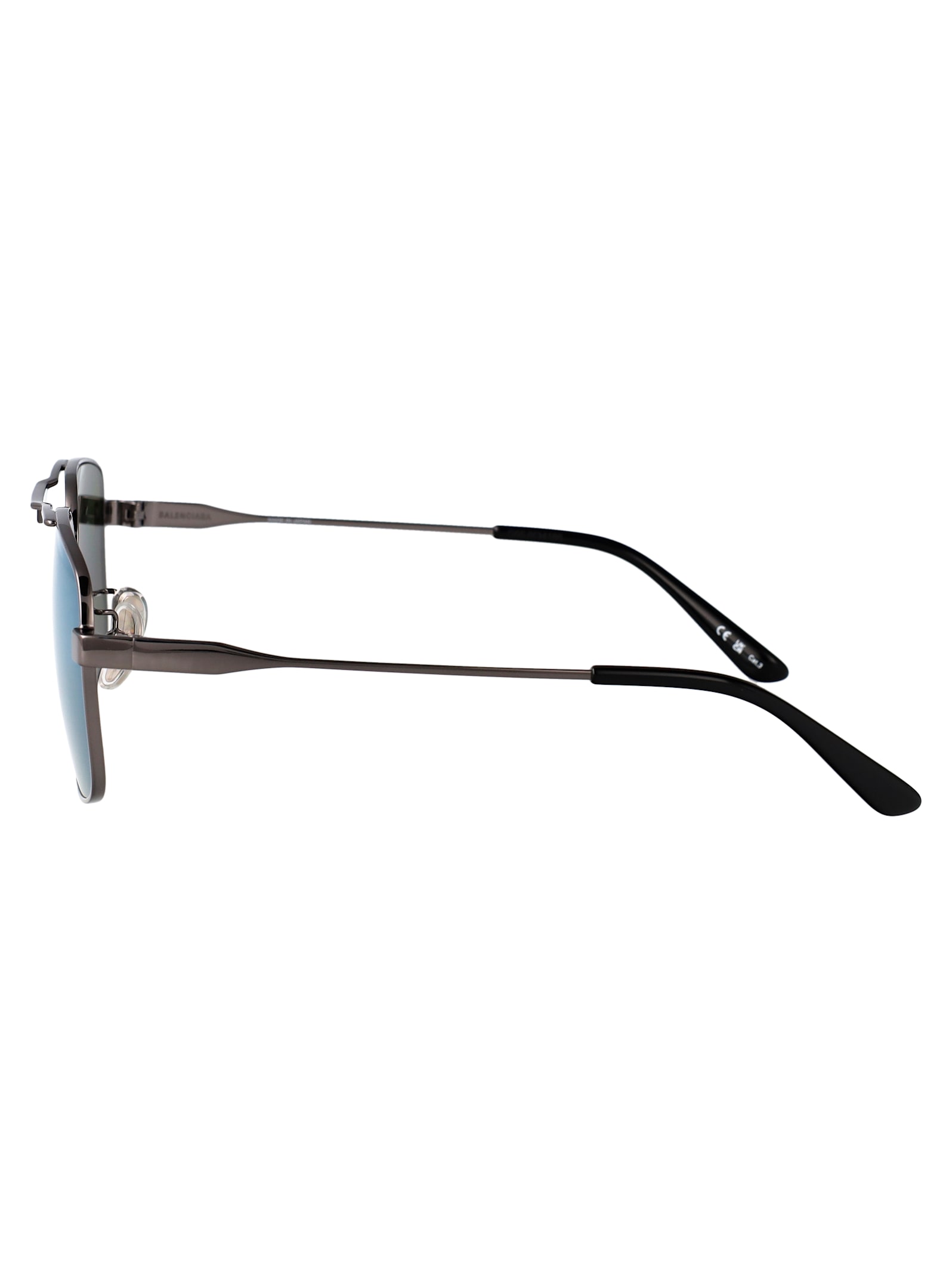 Balenciaga Bb0418sk Sunglasses In Ruthenium-ruthenium-green