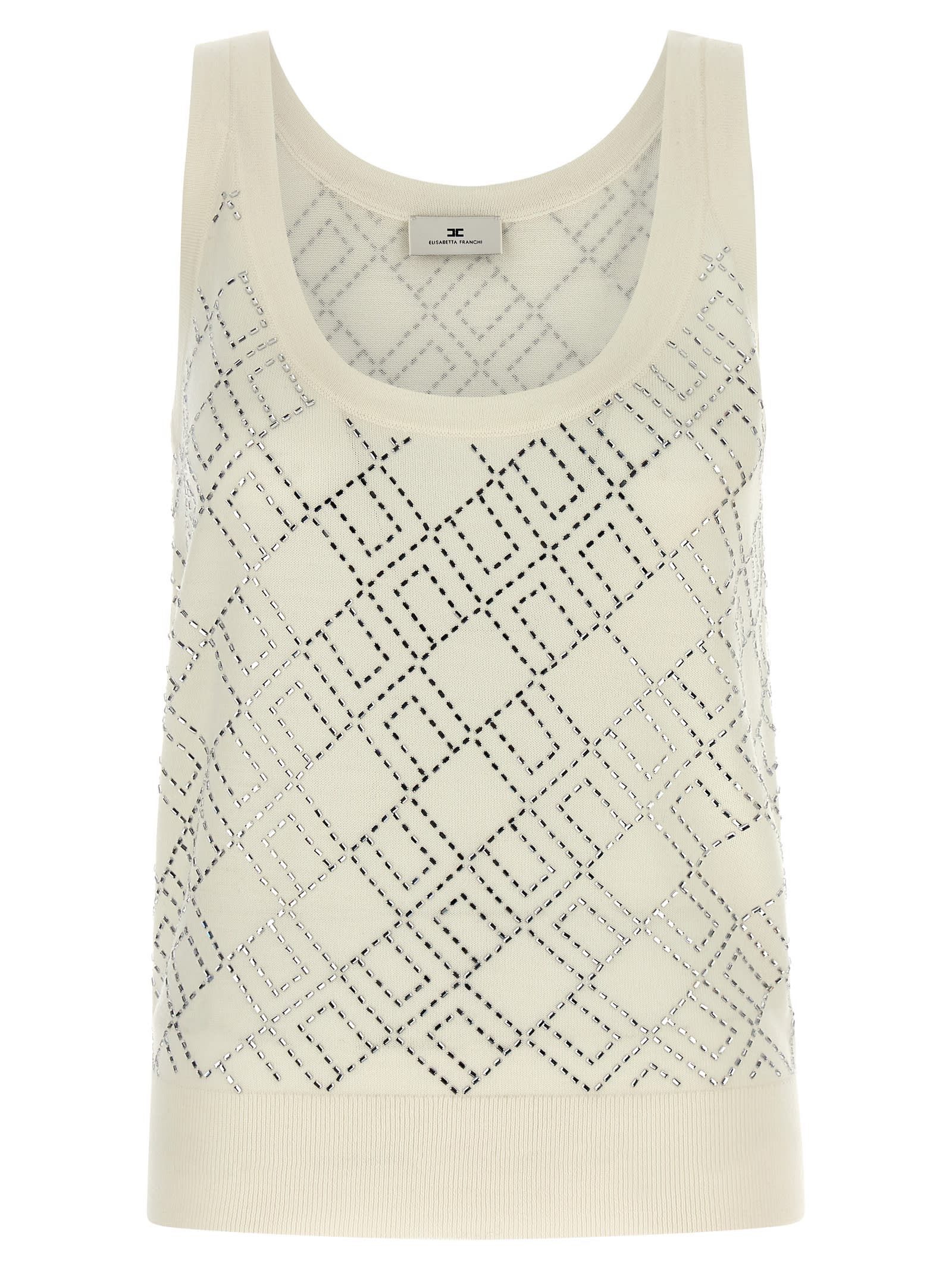 Elisabetta Franchi Crystal-embellished Merino Tank Top In Multi