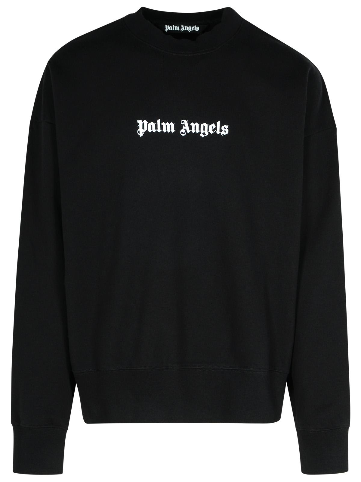 Shop Palm Angels Black Cotton Sweatshirt In Nero