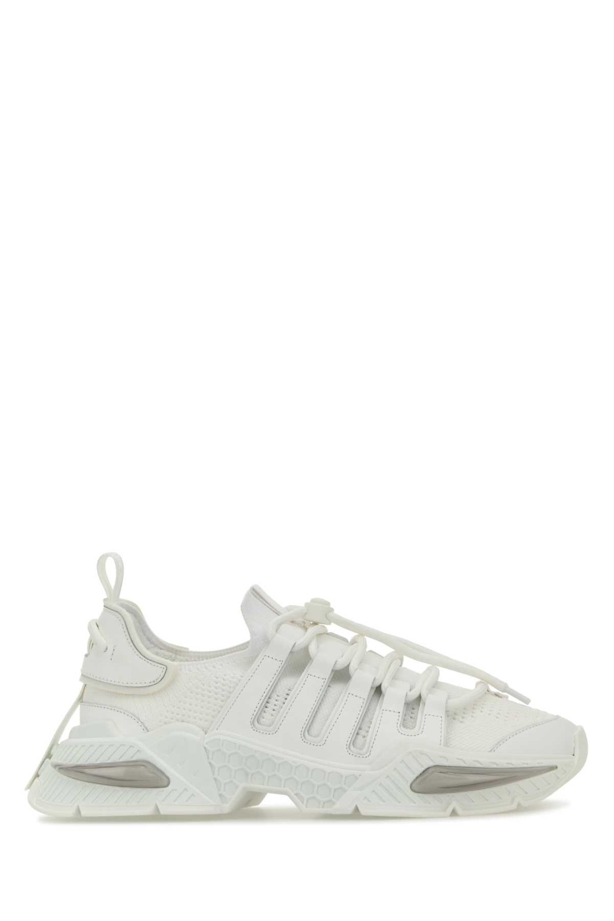 Dolce & Gabbana White Sneakers With Modern Silhouette And Unique Lacing System In Bianco