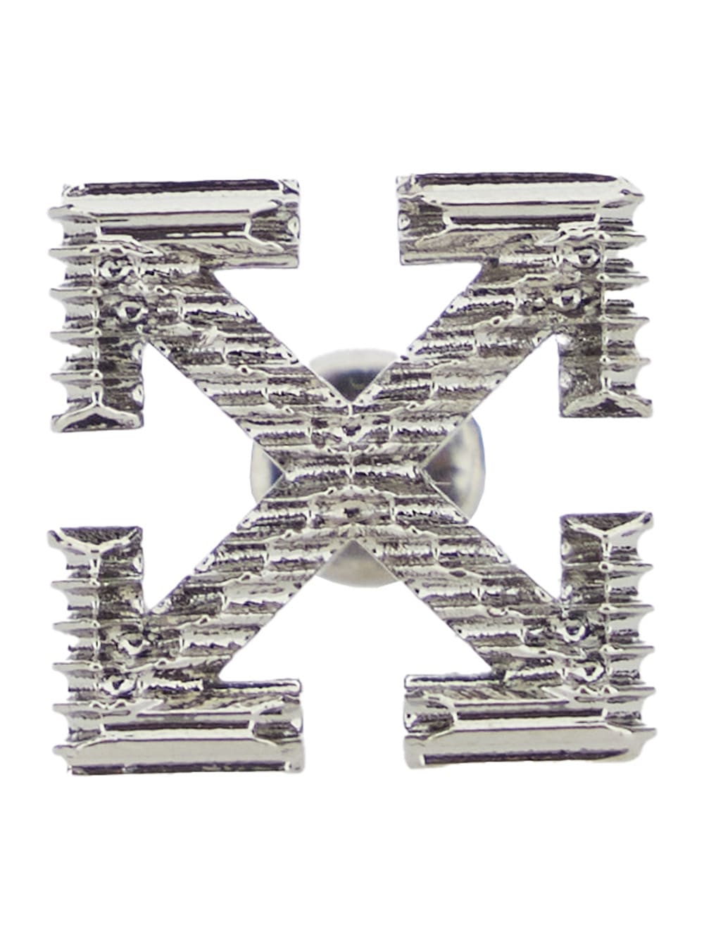 Off-white Men Arrow Textured Mono Earring In Silver