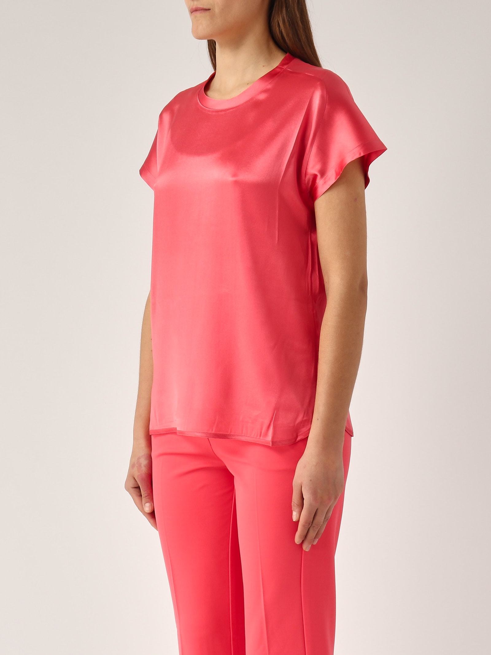 Pinko Farida Blusa Satin Blouse In Corallo