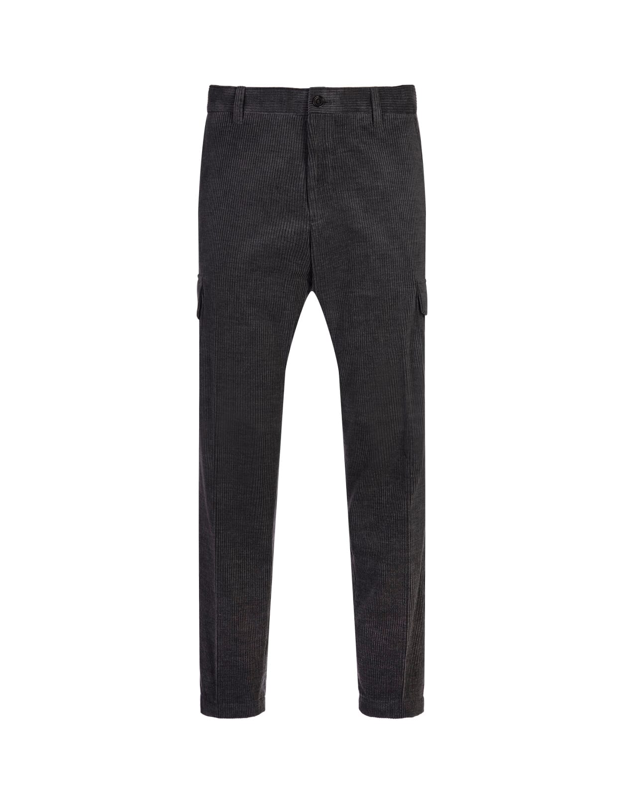 Shop Hugo Boss Anthracite Corduroy Cargo Trousers In Grey