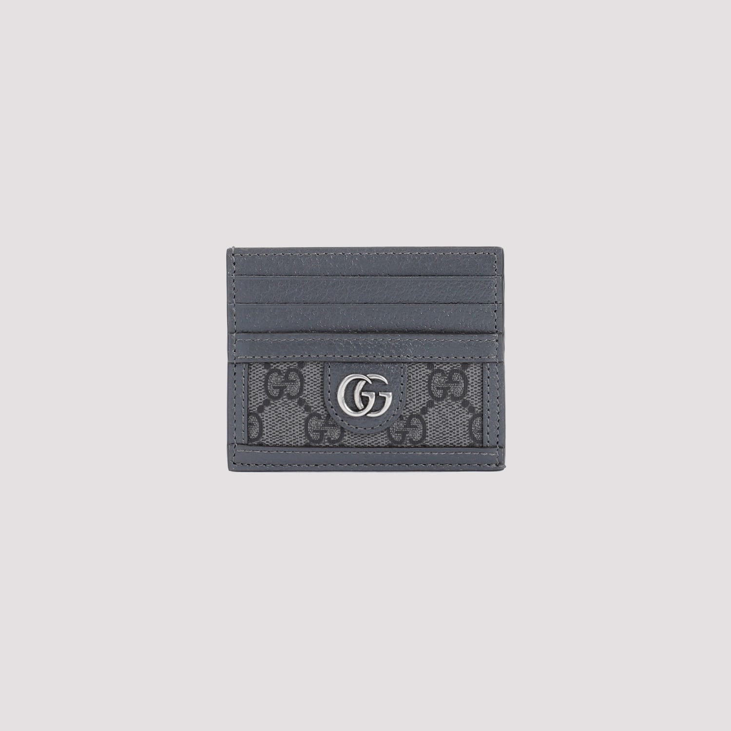 Shop Gucci Gg Supreme Card Case In Grey Black Grap.grey