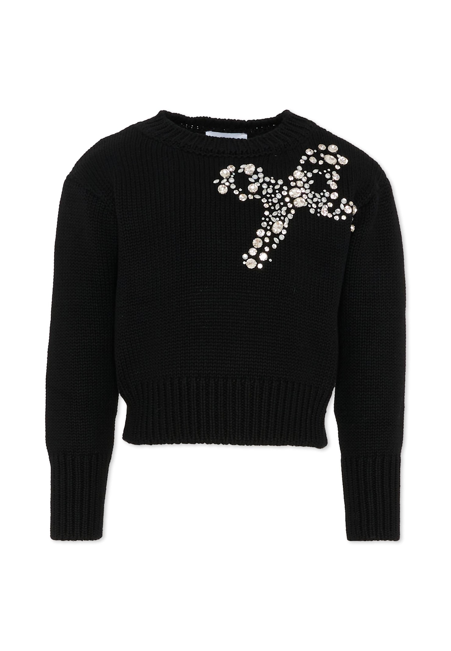 Marc Jacobs Kids' Black Sweater For Girl With Bow