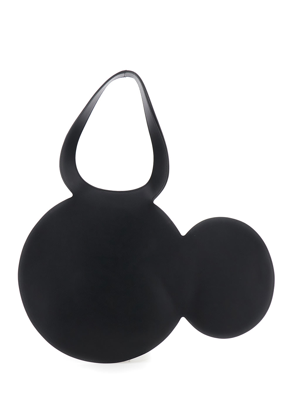 COPERNI MICKEY BLACK HANDBAG WITH CUT-OUT HANDLE AND LOGO LETTERING ON THE FRONT IN LEATHER WOMAN 