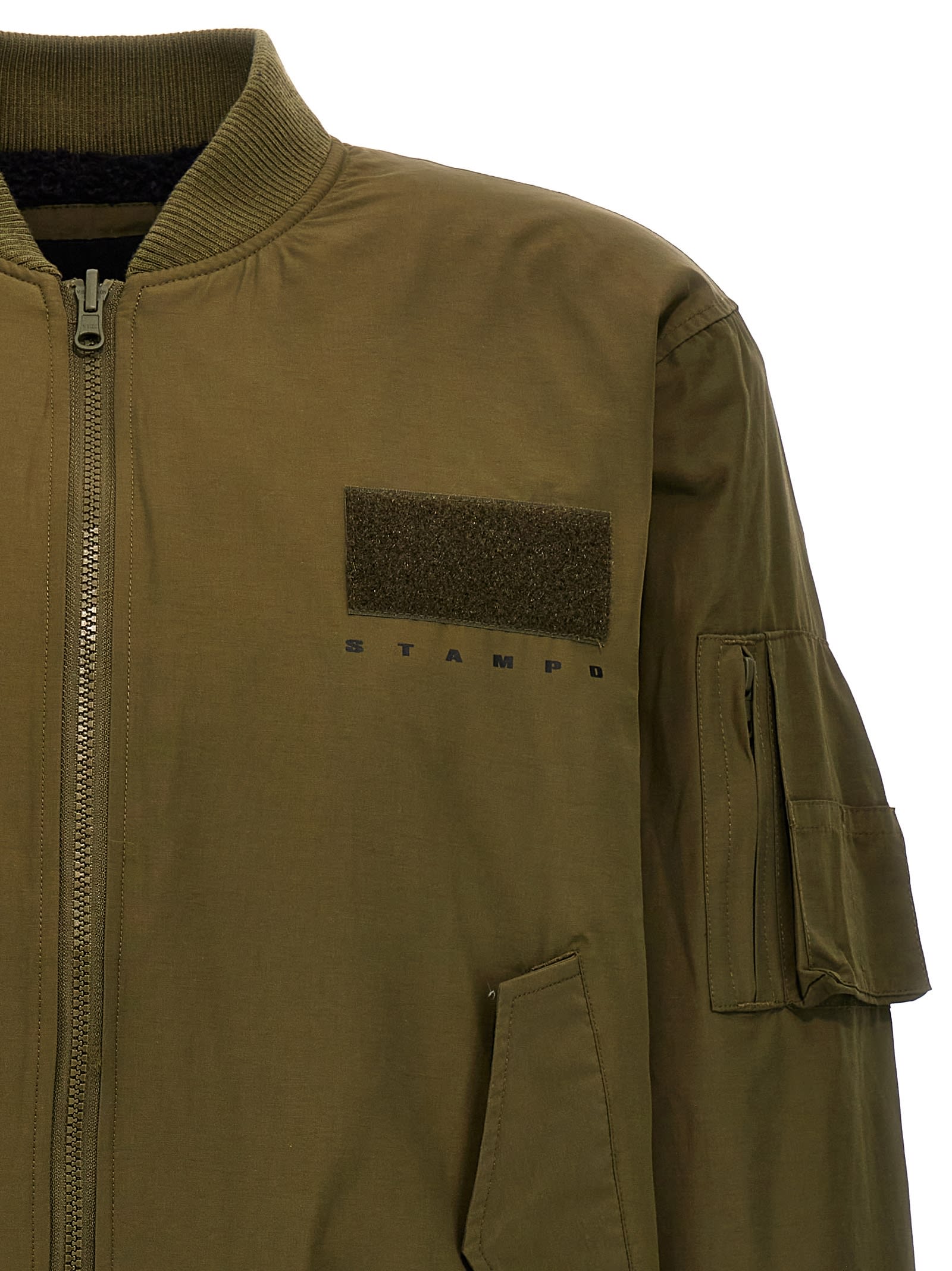 Shop Stampd Sherpa Lined Bomber Jacket In Green