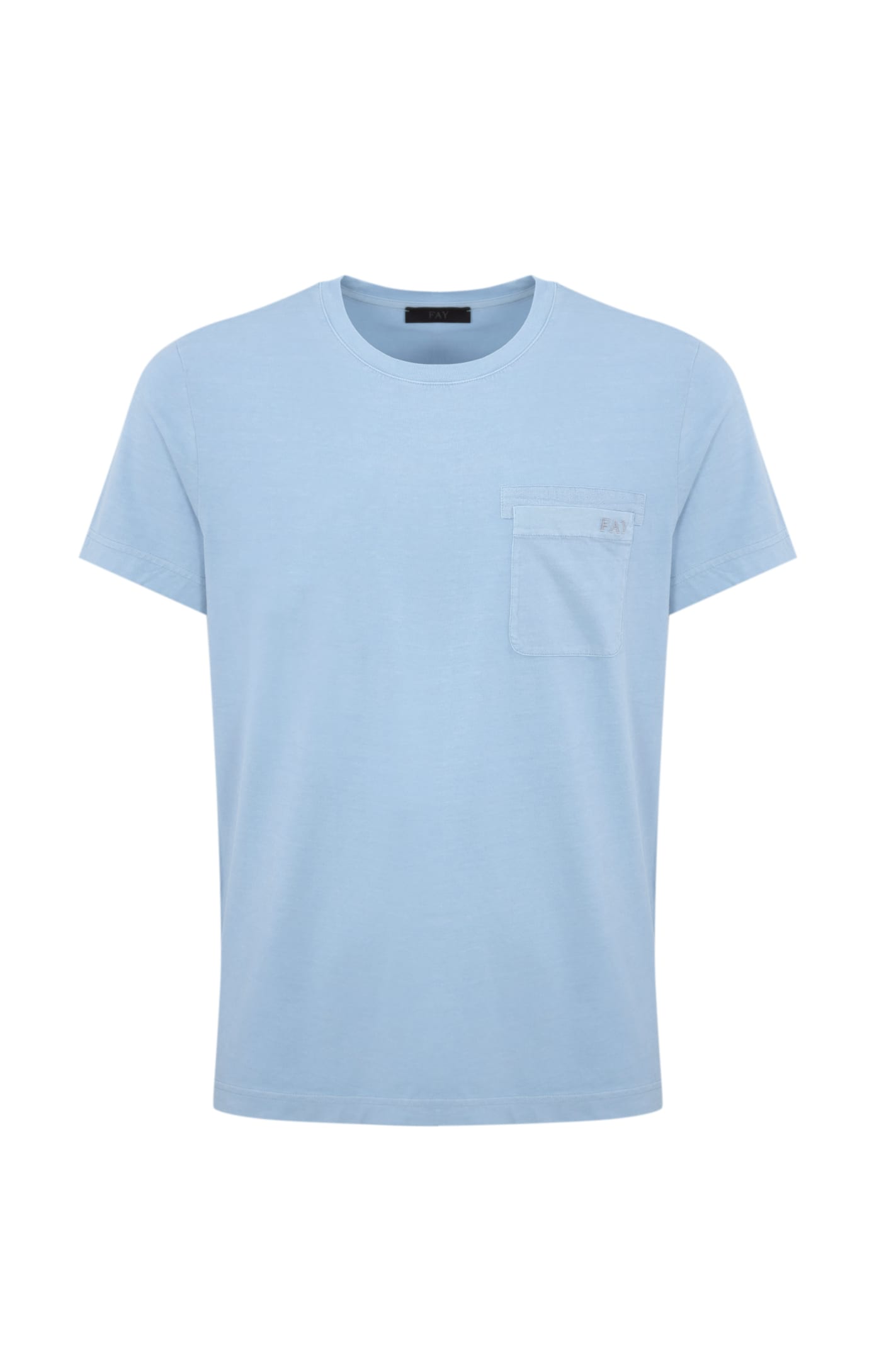 Fay T-shirt With Pocket In Azzurro