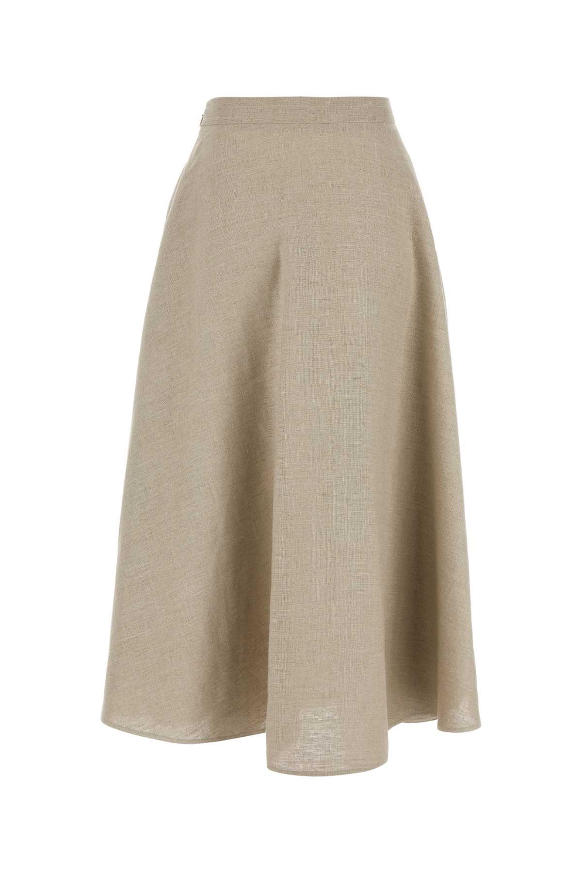 Shop Valentino Cappuccino Linen Skirt In Beigegravel