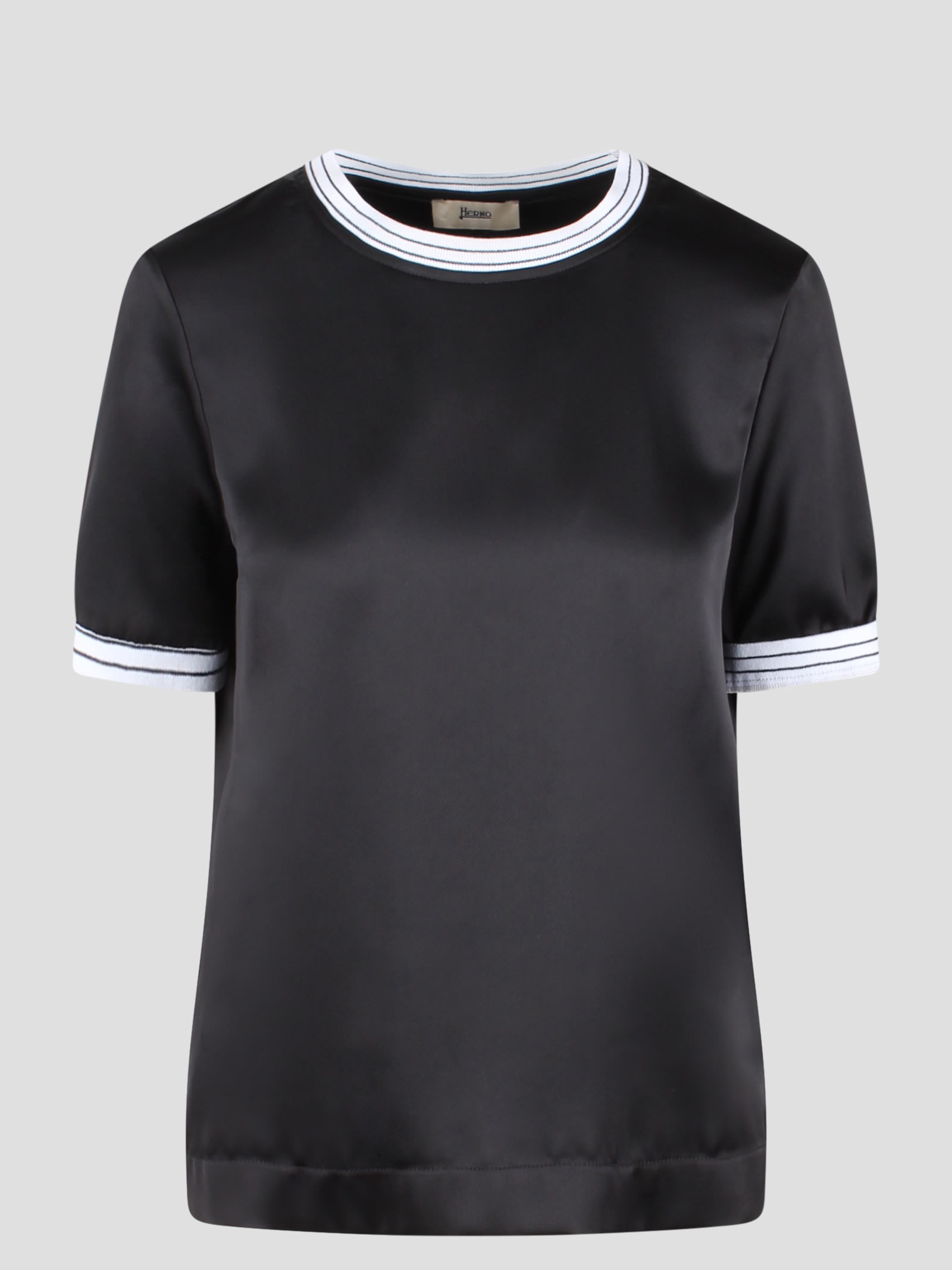 Shop Herno Casual Satin T-shirt In Black
