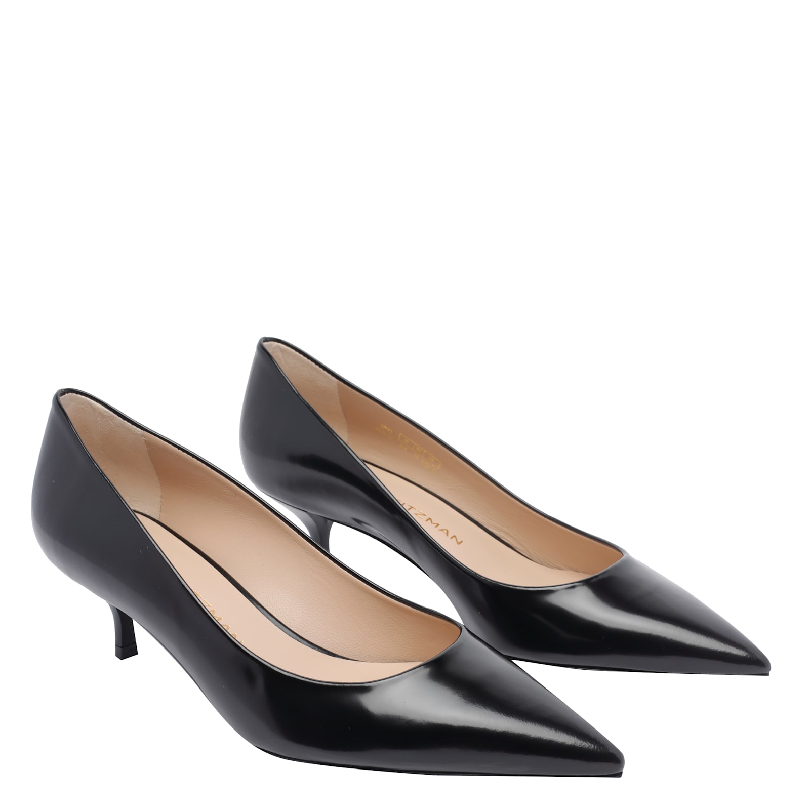 Stuart Weitzman Stuart Leather Kitten-heel Pumps In Black