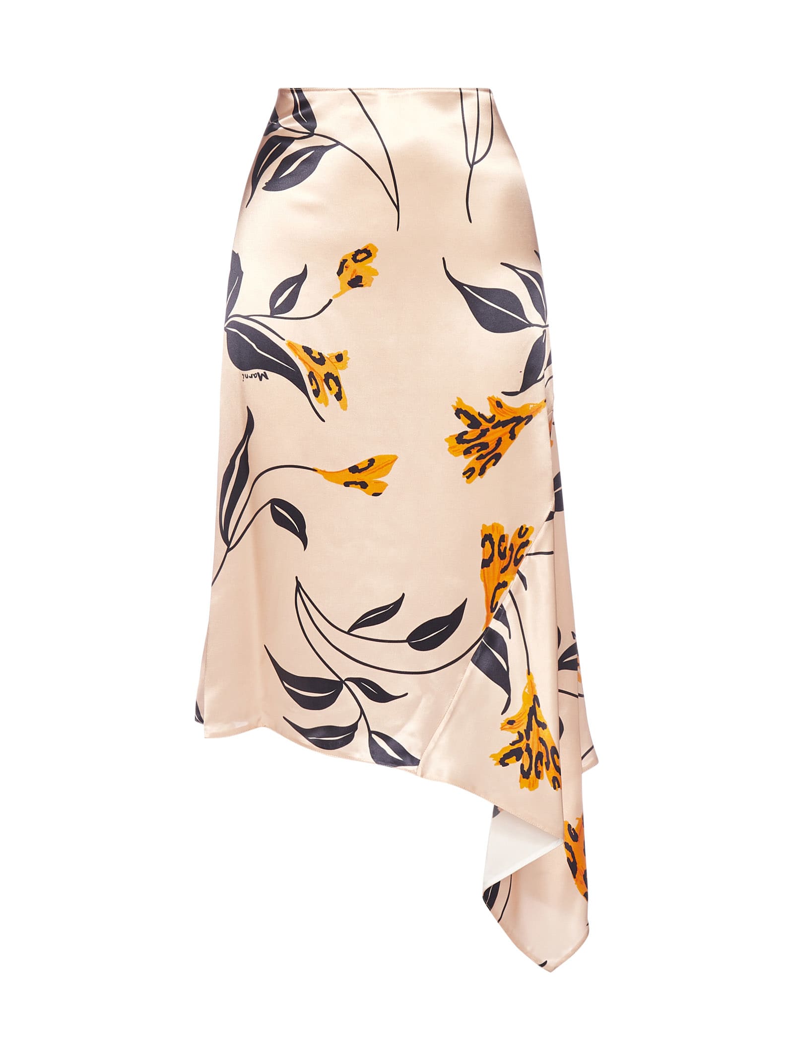 Marni Floral Print Asymmetric Satin Skirt