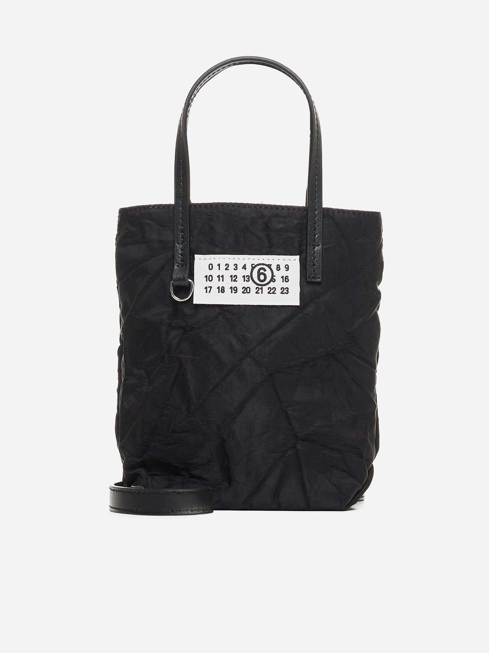 MM6 MAISON MARGIELA NUMERIC NYLON AND LEATHER MINI TOTE BAG 