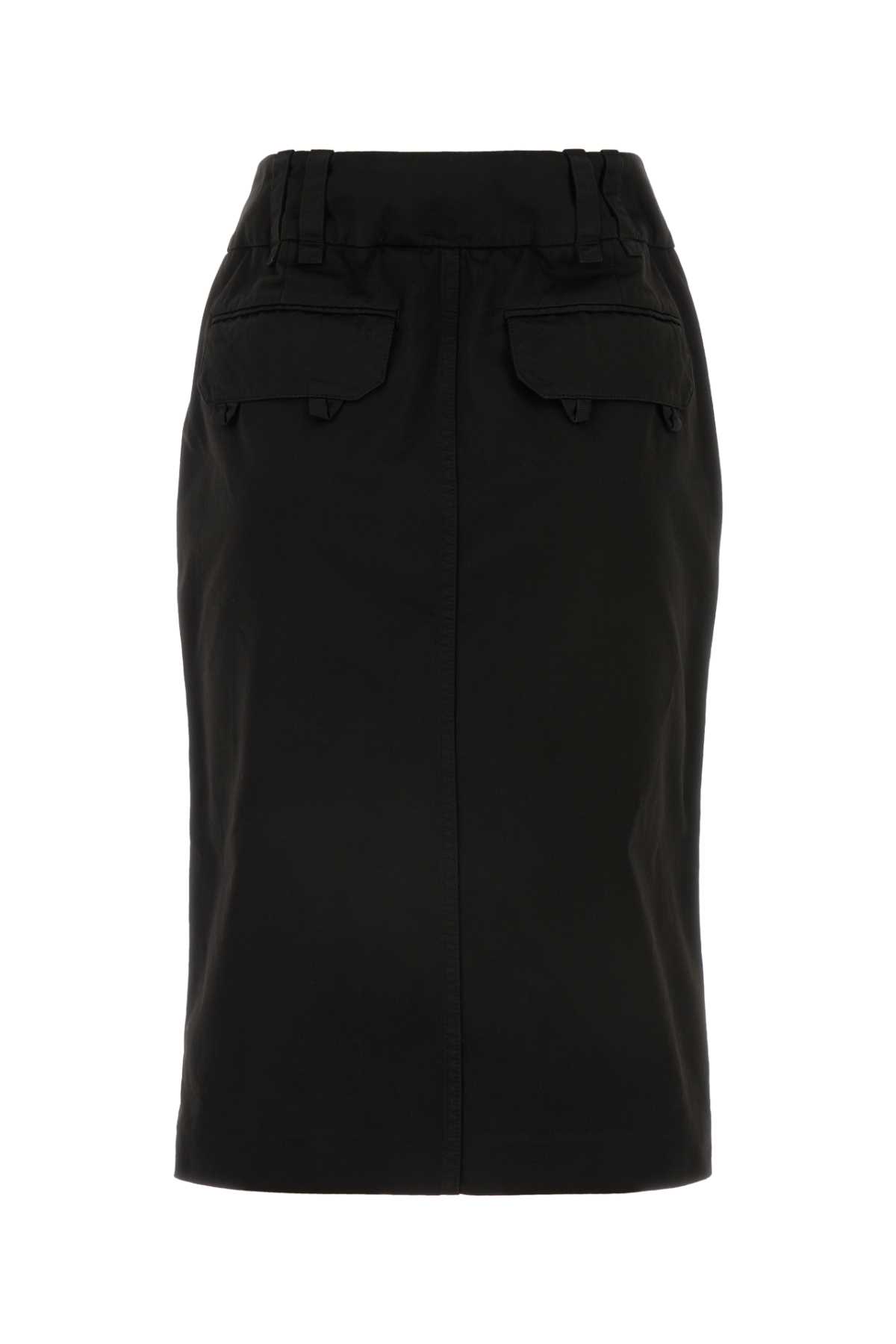 Shop Saint Laurent Black Denim Skirt In Blackcosmos