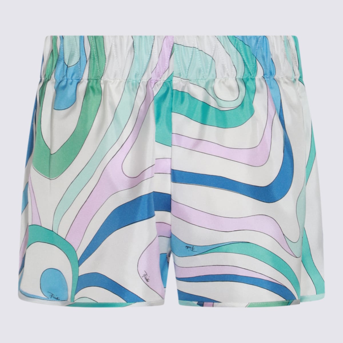 Shop Pucci Blue And Multicolor Silk Shorts In Clear Blue