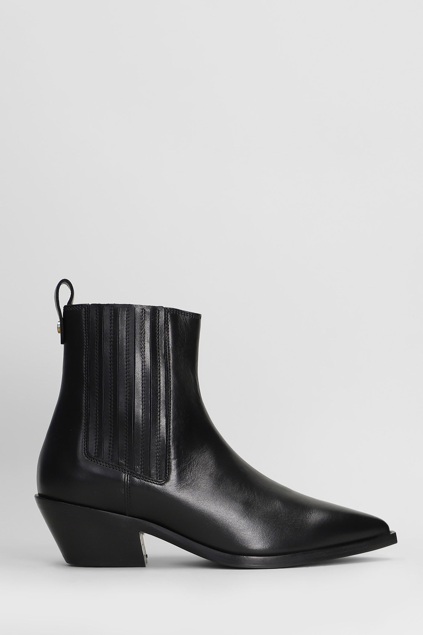 Roberto Festa Aurea Texan Ankle Boots In Black Leather In Multi