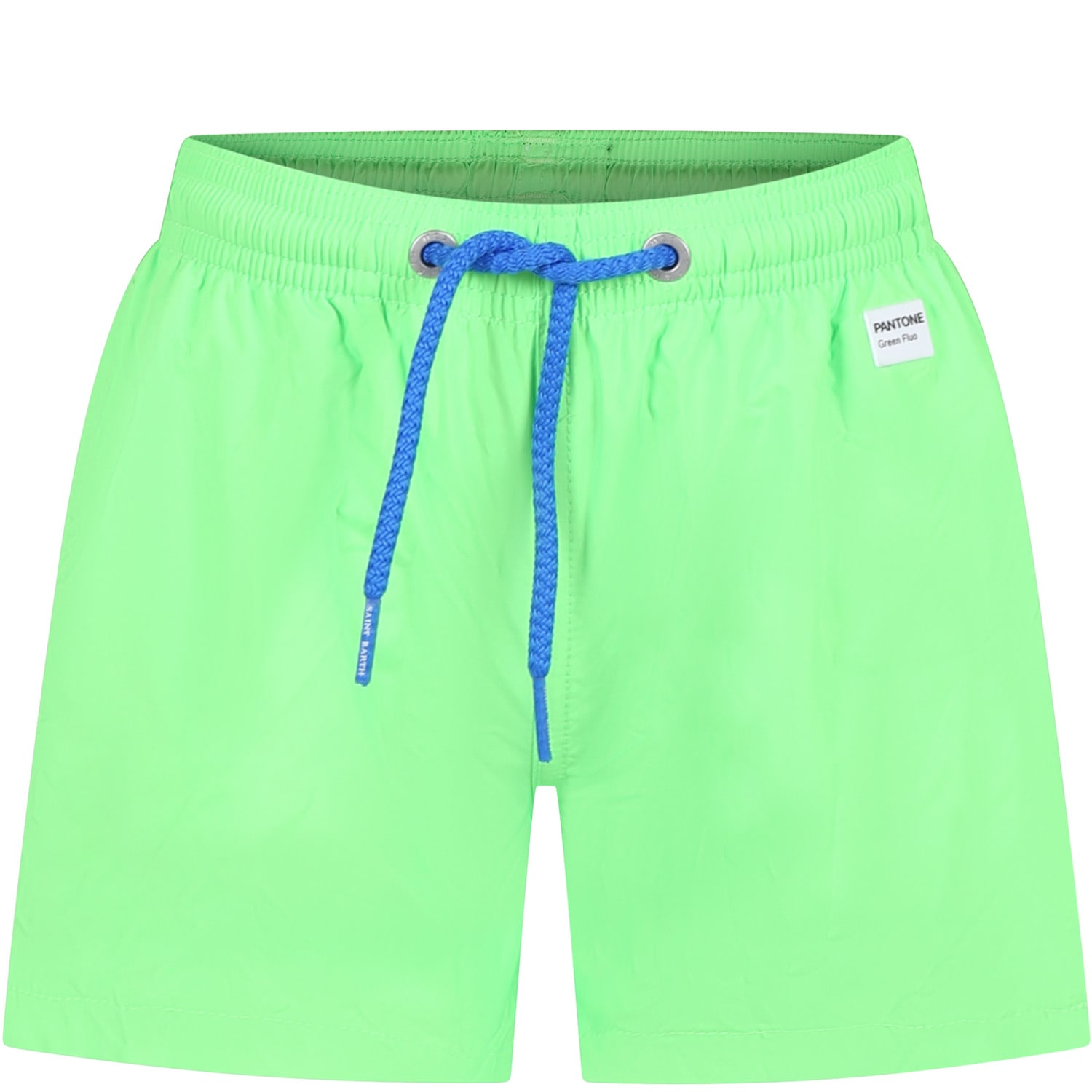 Shop Mc2 Saint Barth Green Swim Shorts For Boy With Logo