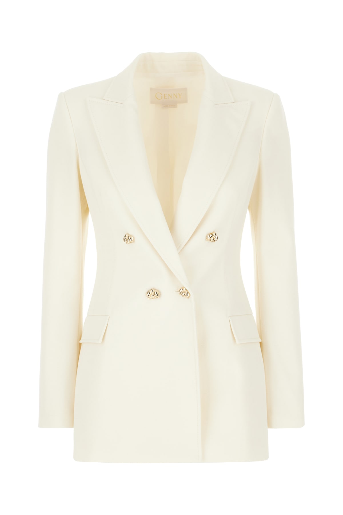 Genny Ivory Stretch Polyester Blend Blazer In Bianco Latte