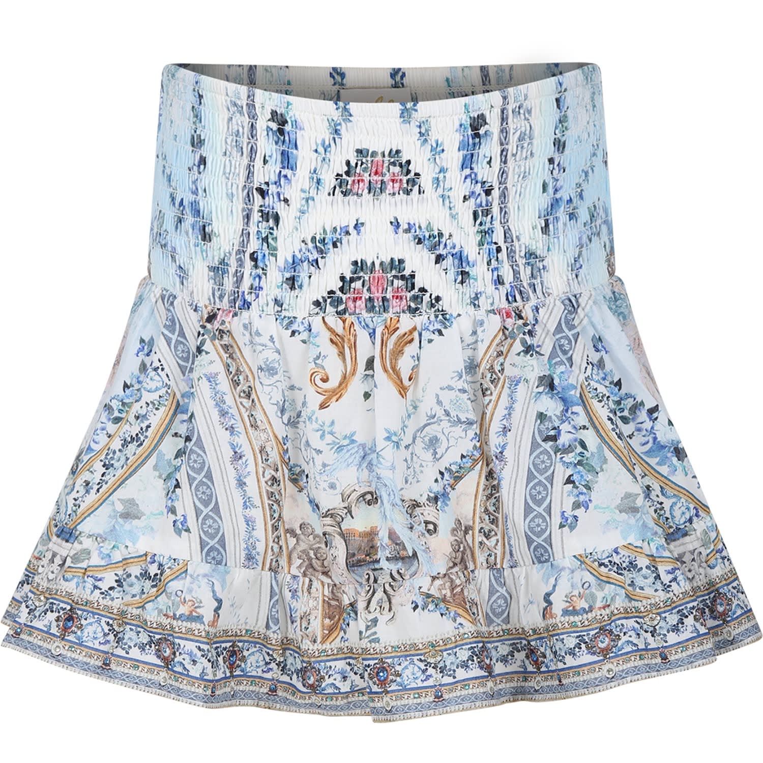 Shop Camilla Light Blue Skirt For Girl With Floral Print