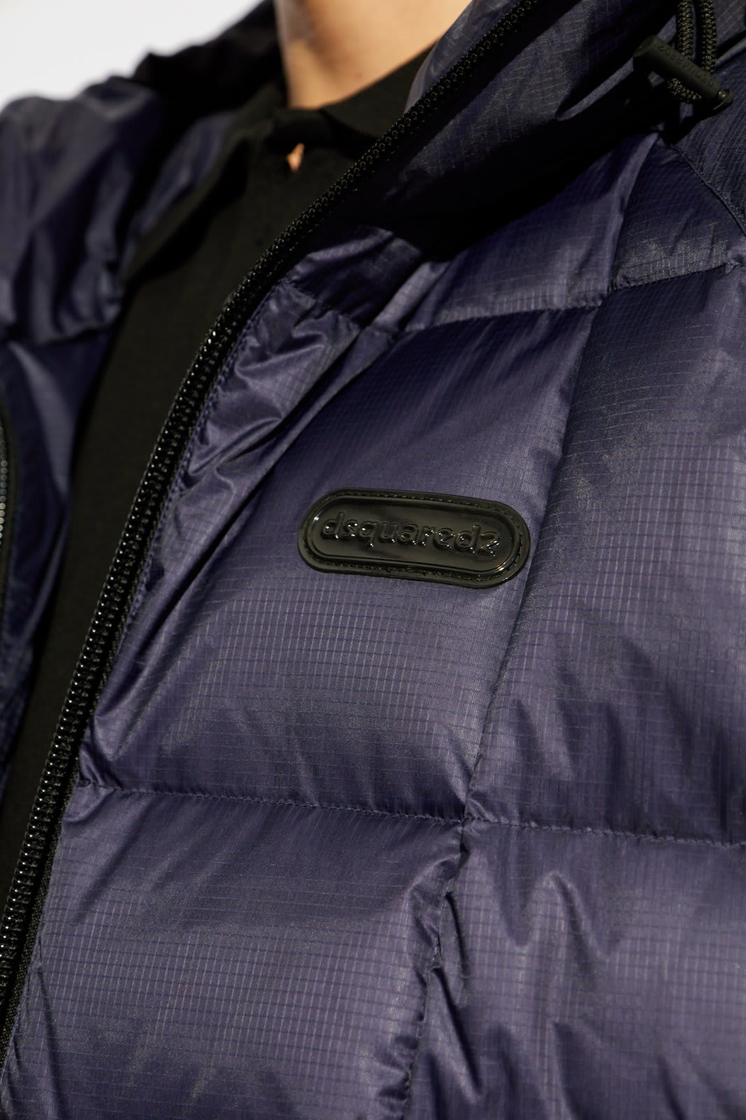 Dsquared2 Quilted Puff Coat With Hood And Relaxed Fit In Blue