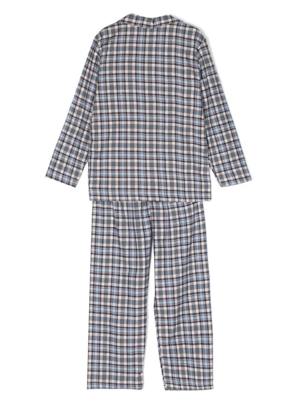 Shop La Perla Check-print Long-sleeve Pyjamas In Gray