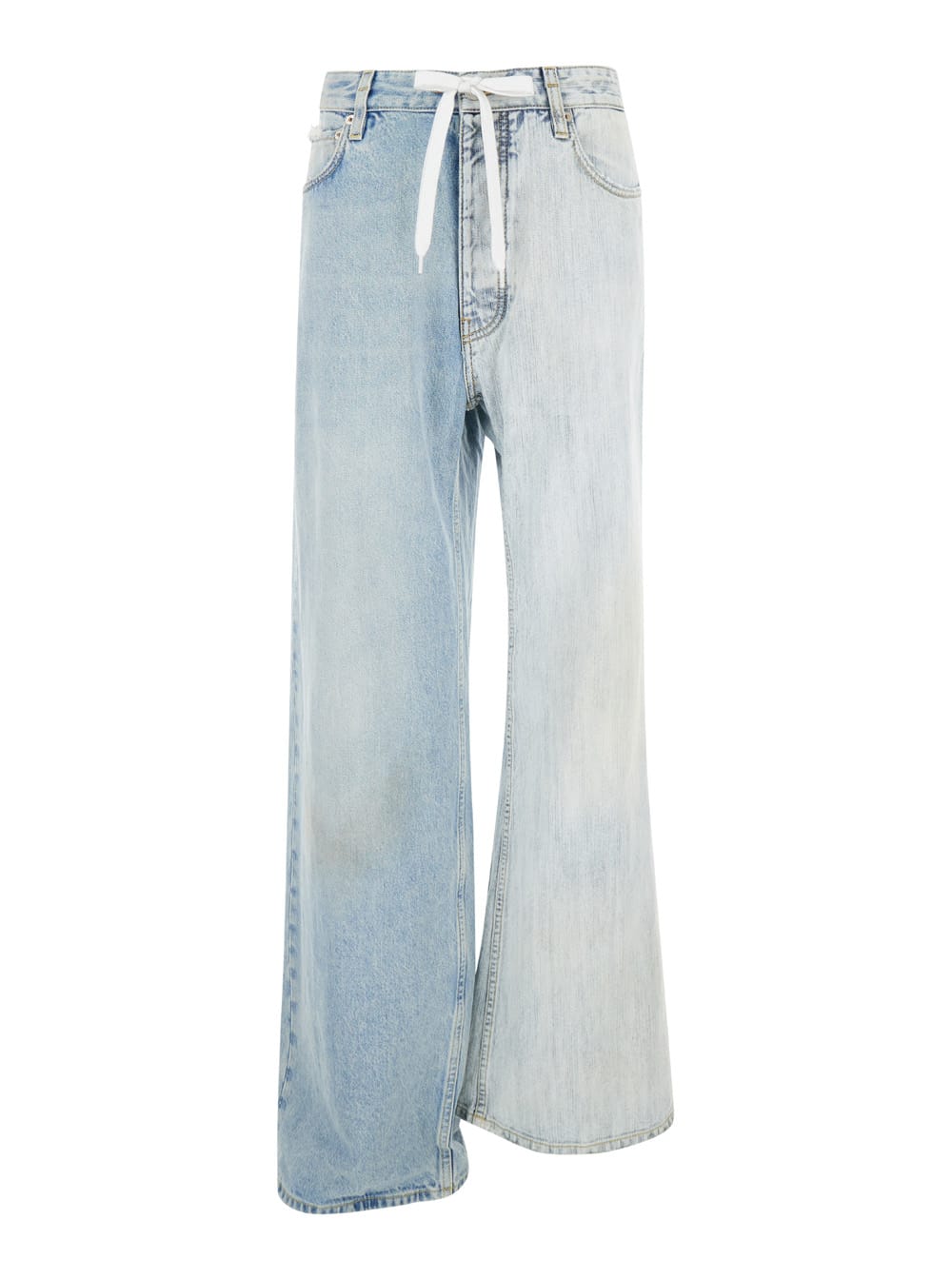 fifty-fifty Light Blue Jeans With Asymmetric Legs In Denim Women