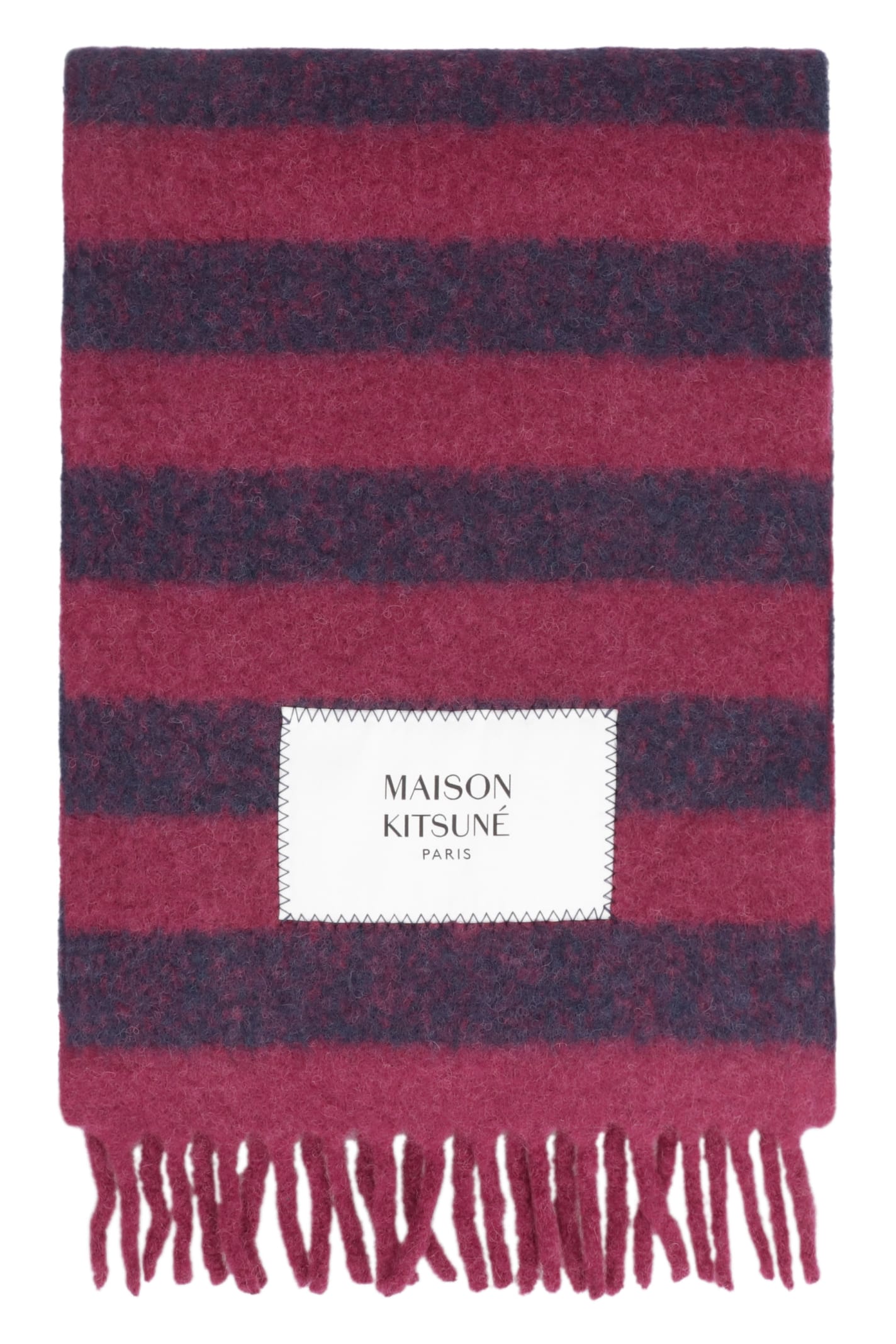 Shop Maison Kitsuné Alpaca-wool Scarf In Red-purple Or Grape