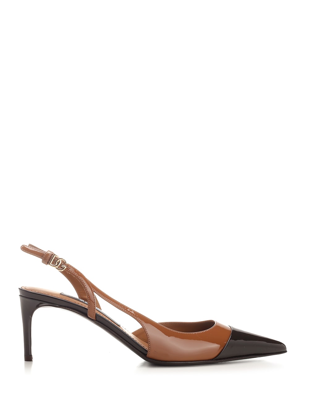 DOLCE & GABBANA TWO-TONE PATENT LEATHER SLINGBACK