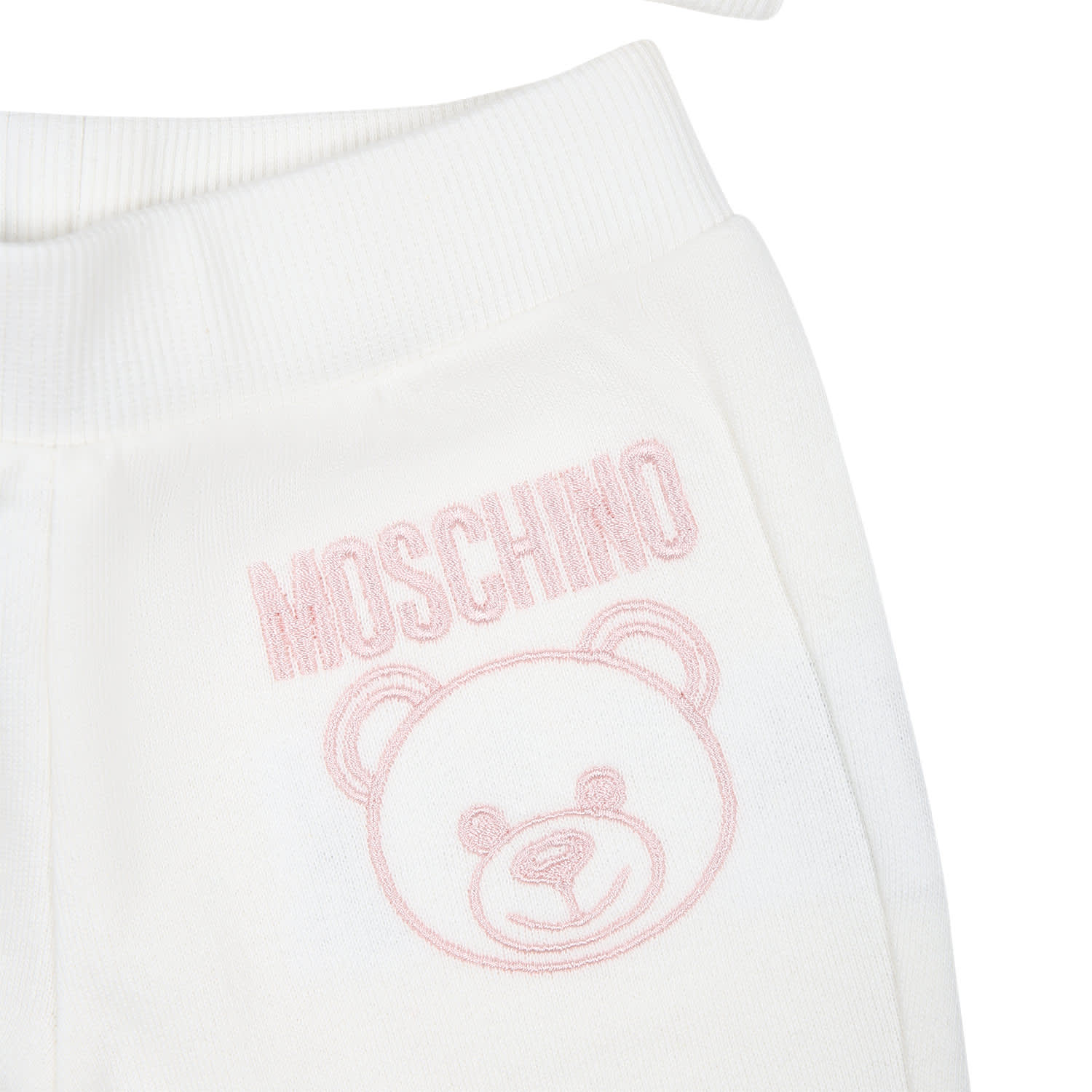 Shop Moschino White Set For Baby Girl With Teddy Bear And Logo