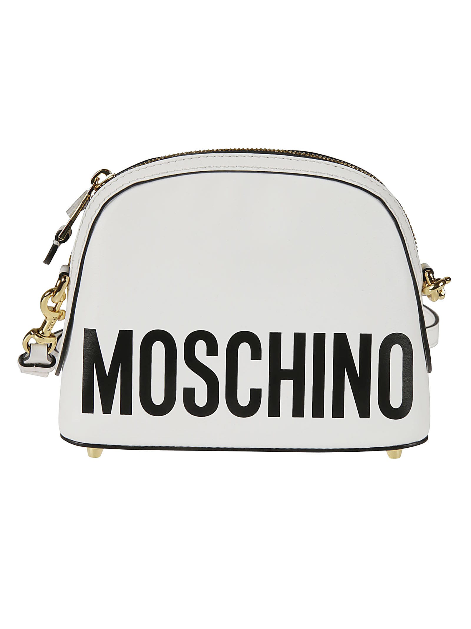 Moschino Top Zip Logo Print Shoulder Bag