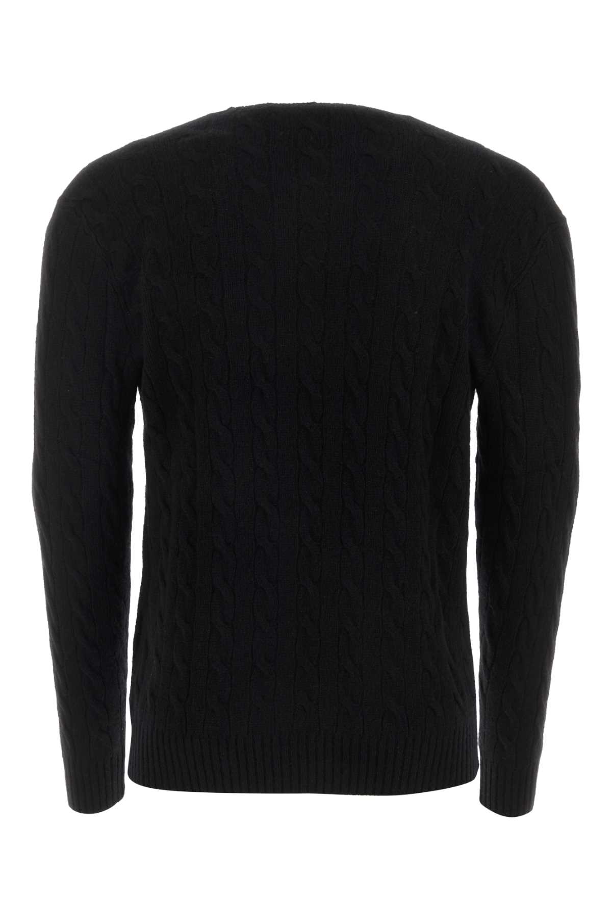 Shop Polo Ralph Lauren Black Wool Blend Sweater In Poloblack