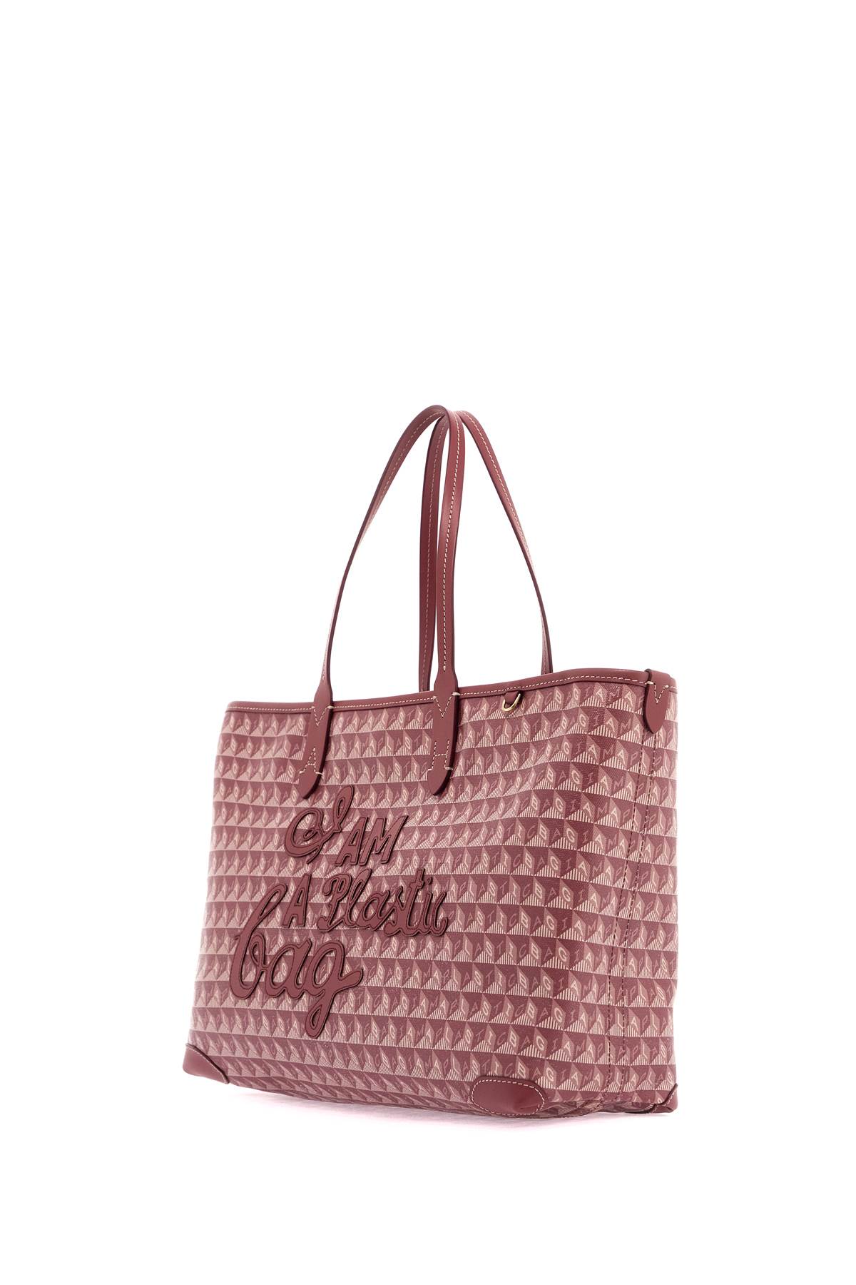 Shop Anya Hindmarch I Am A Plastic Bag Zipped Motif Tote Bag In Damson (pink)