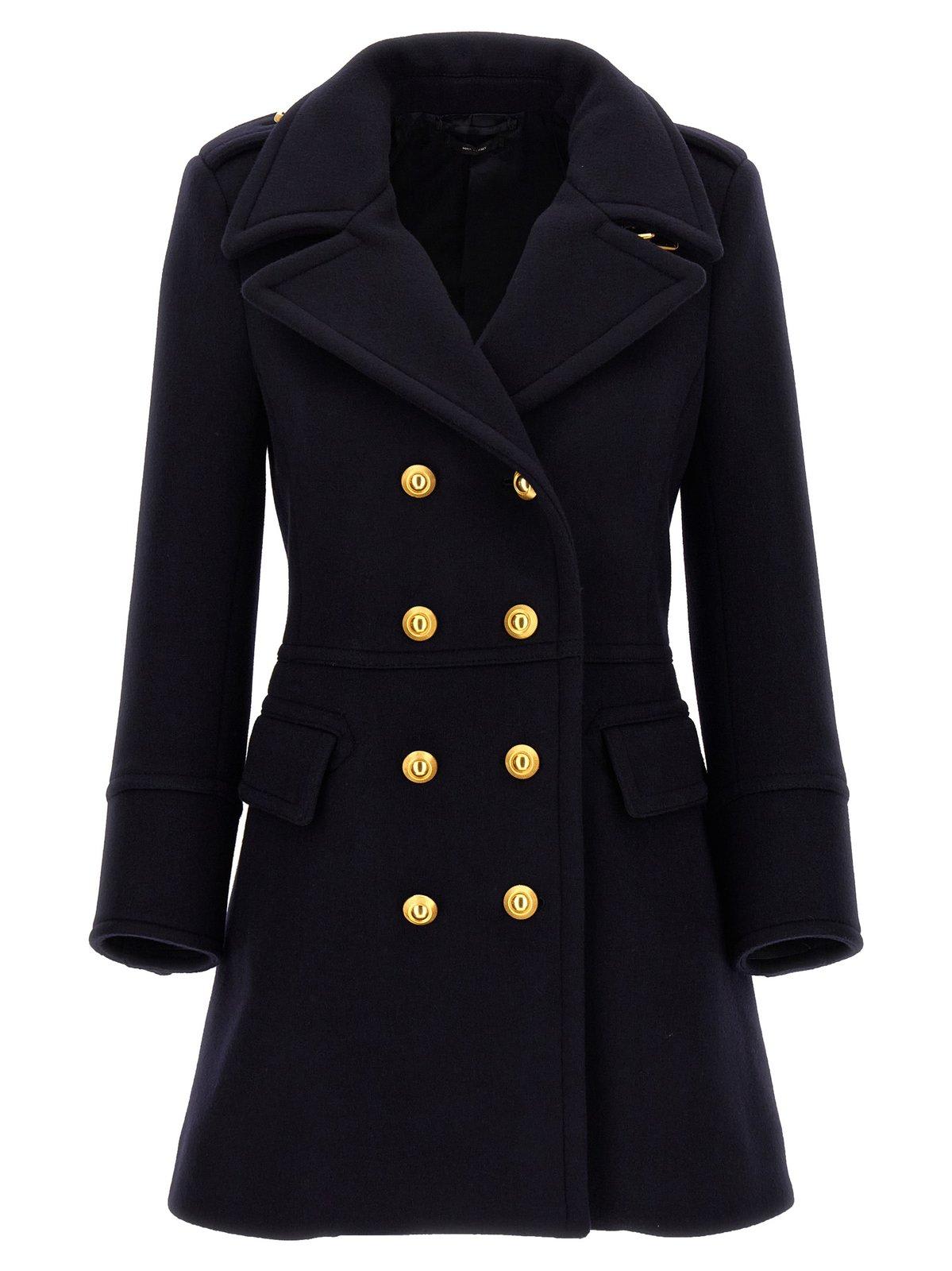 Shop Tom Ford Double-breasted Coat In Dark Indigo