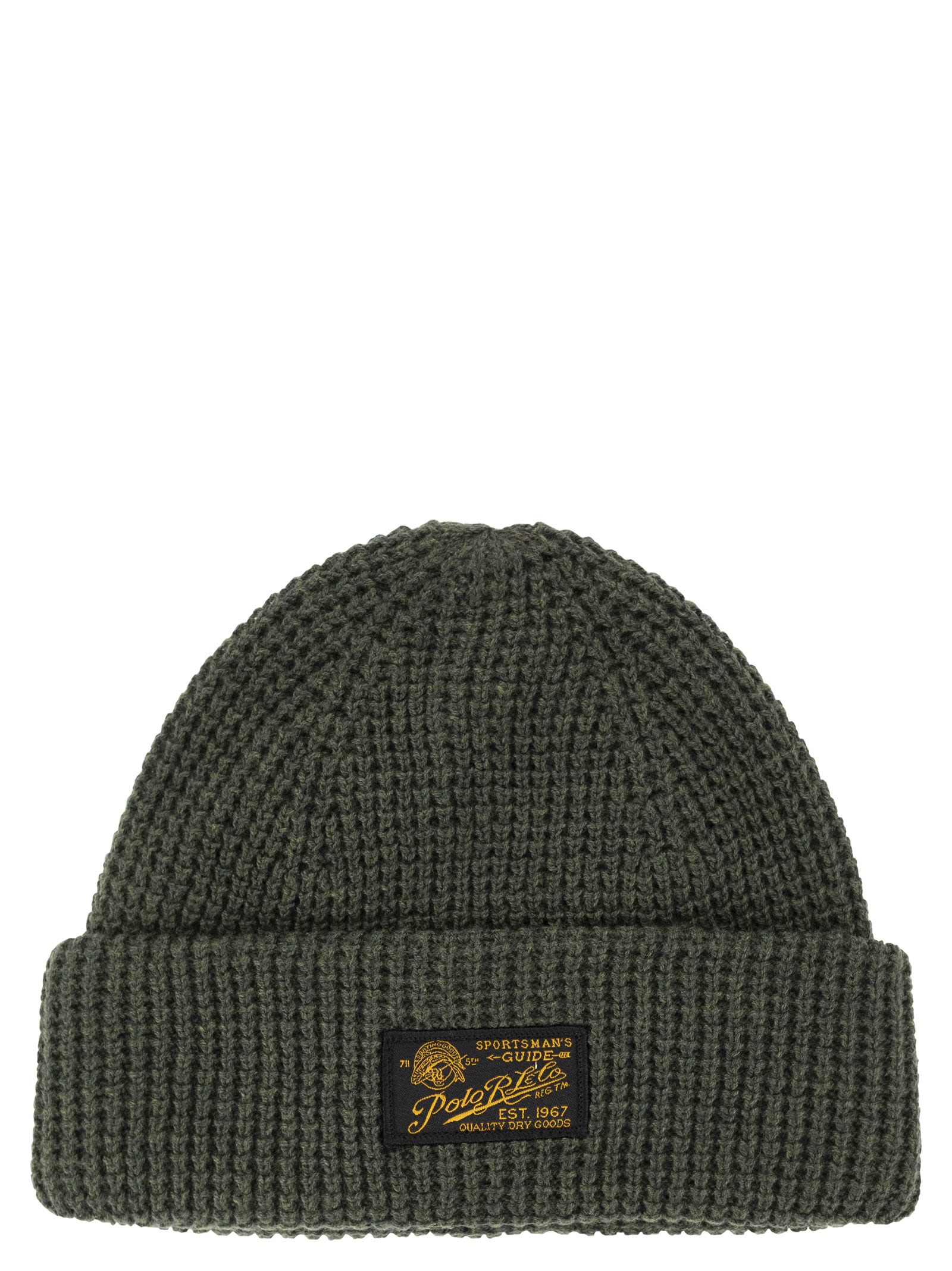 Polo Ralph Lauren Logo Patch Ribbed Beanie In Sage