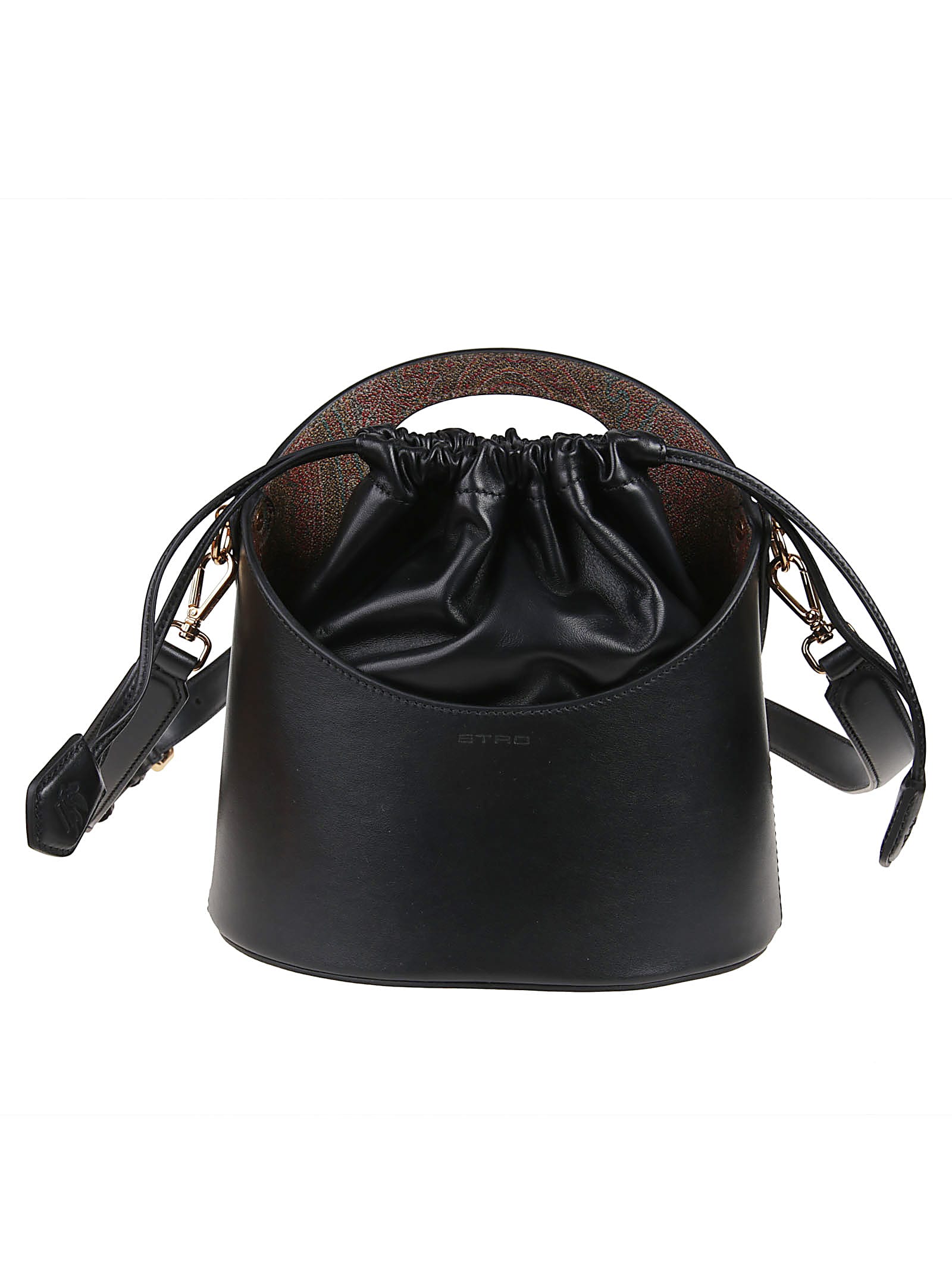 Etro Medium Saturno Bucket Bag In Black
