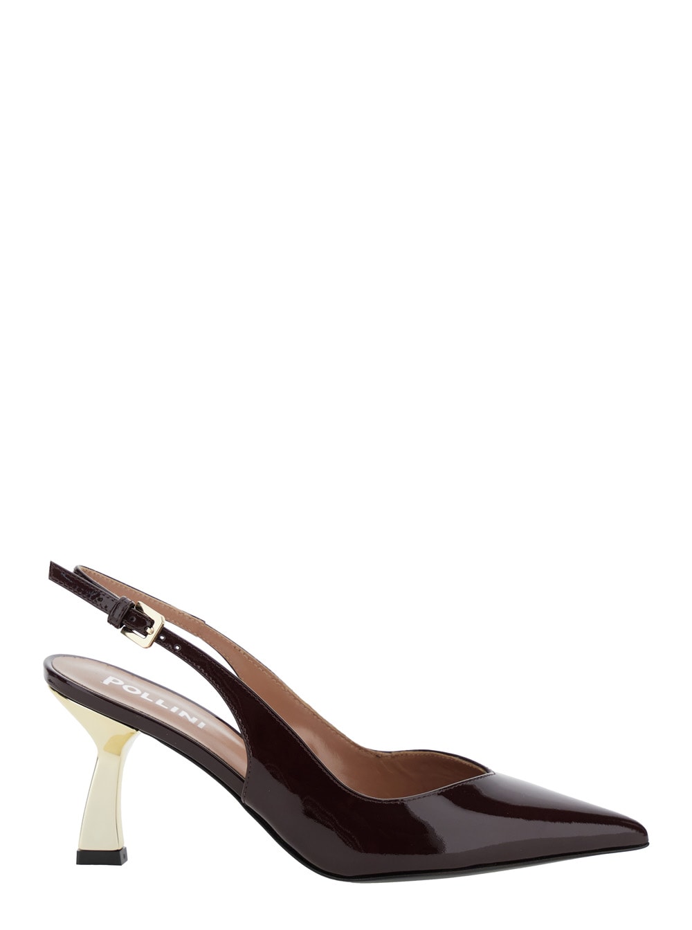 Bordeaux Slingback Pumps With Buckle Strap In Patent Leather Woman