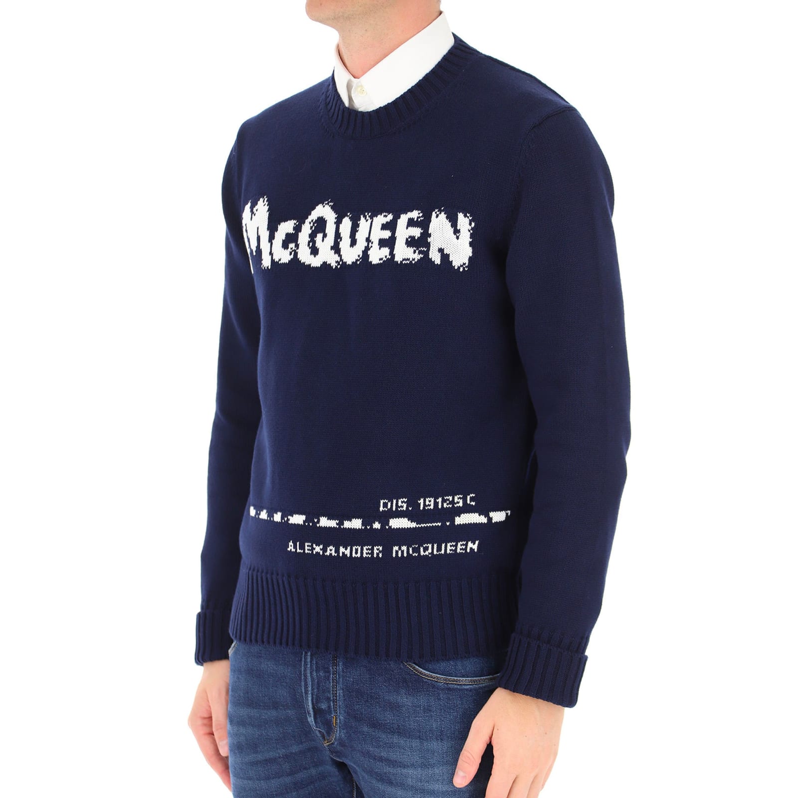 Shop Alexander Mcqueen Logo Sweater In Blue