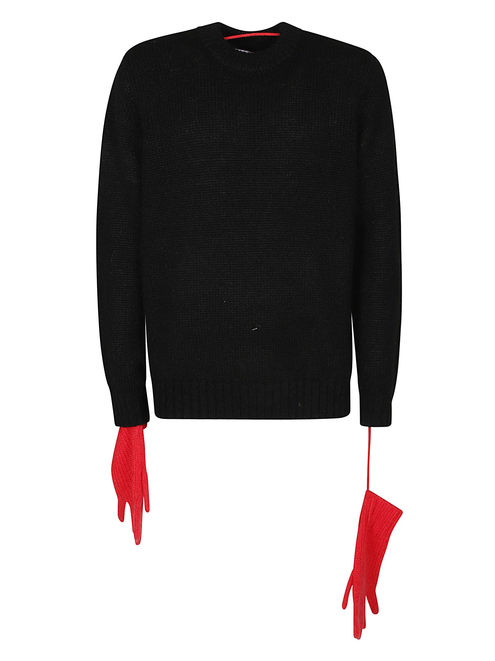 Shop Charles Jeffrey Loverboy Glove-sleeve Waffle-knit Jumper In Black/red