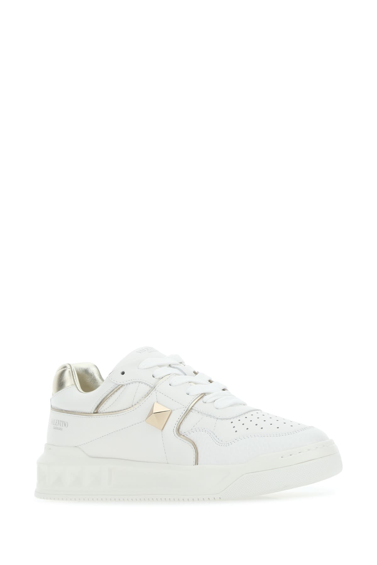 Shop Valentino Sneaker One Stud Napp In Biancoplatinobiancoplatinobianco