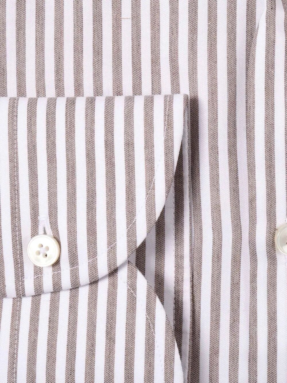 Xacus Striped Cotton Shirt In Neutral