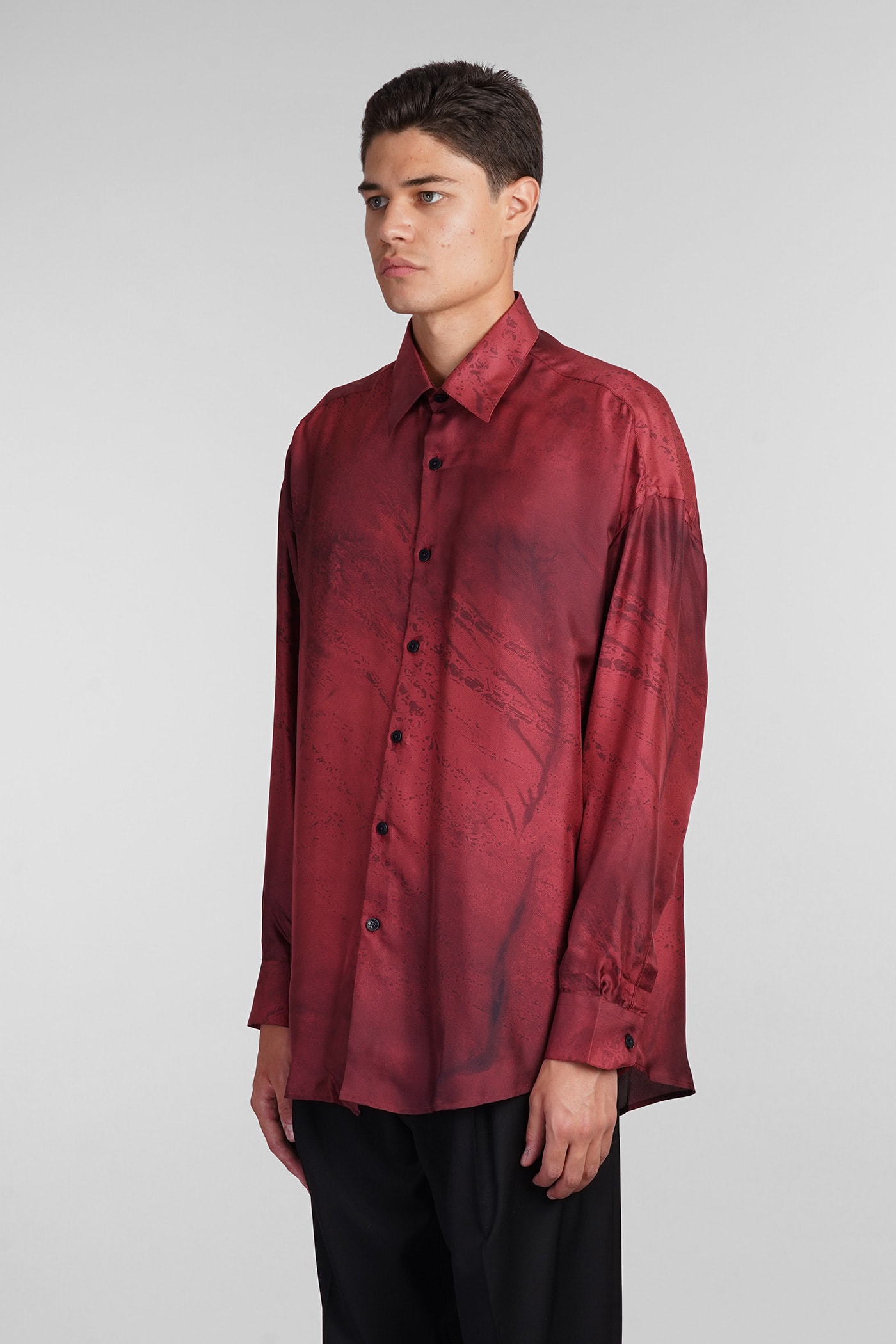 Shop Costumein Valentino Shirt In Bordeaux Silk