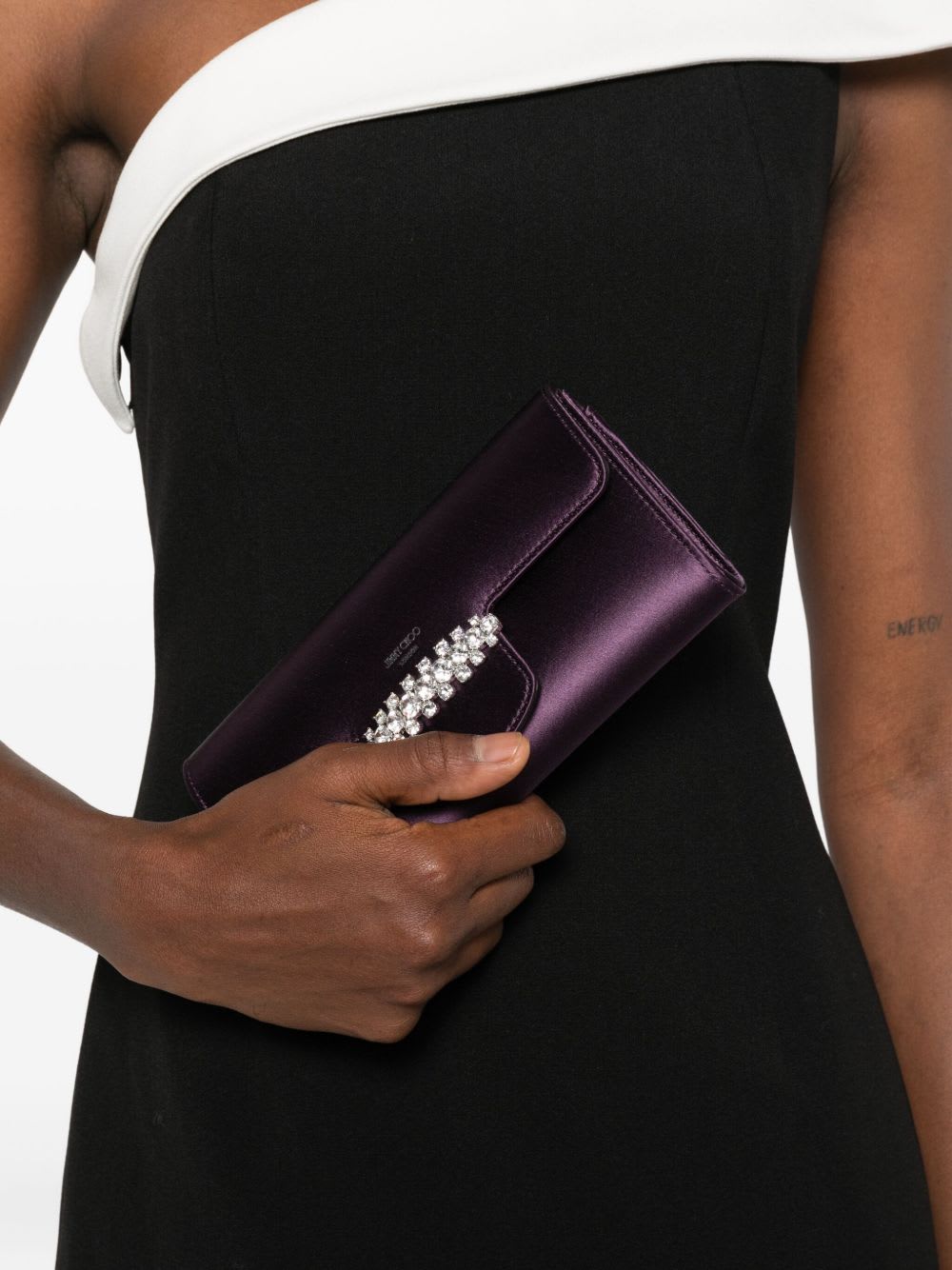 Jimmy Choo Bing Satin Wallet On Chain In Burgundy