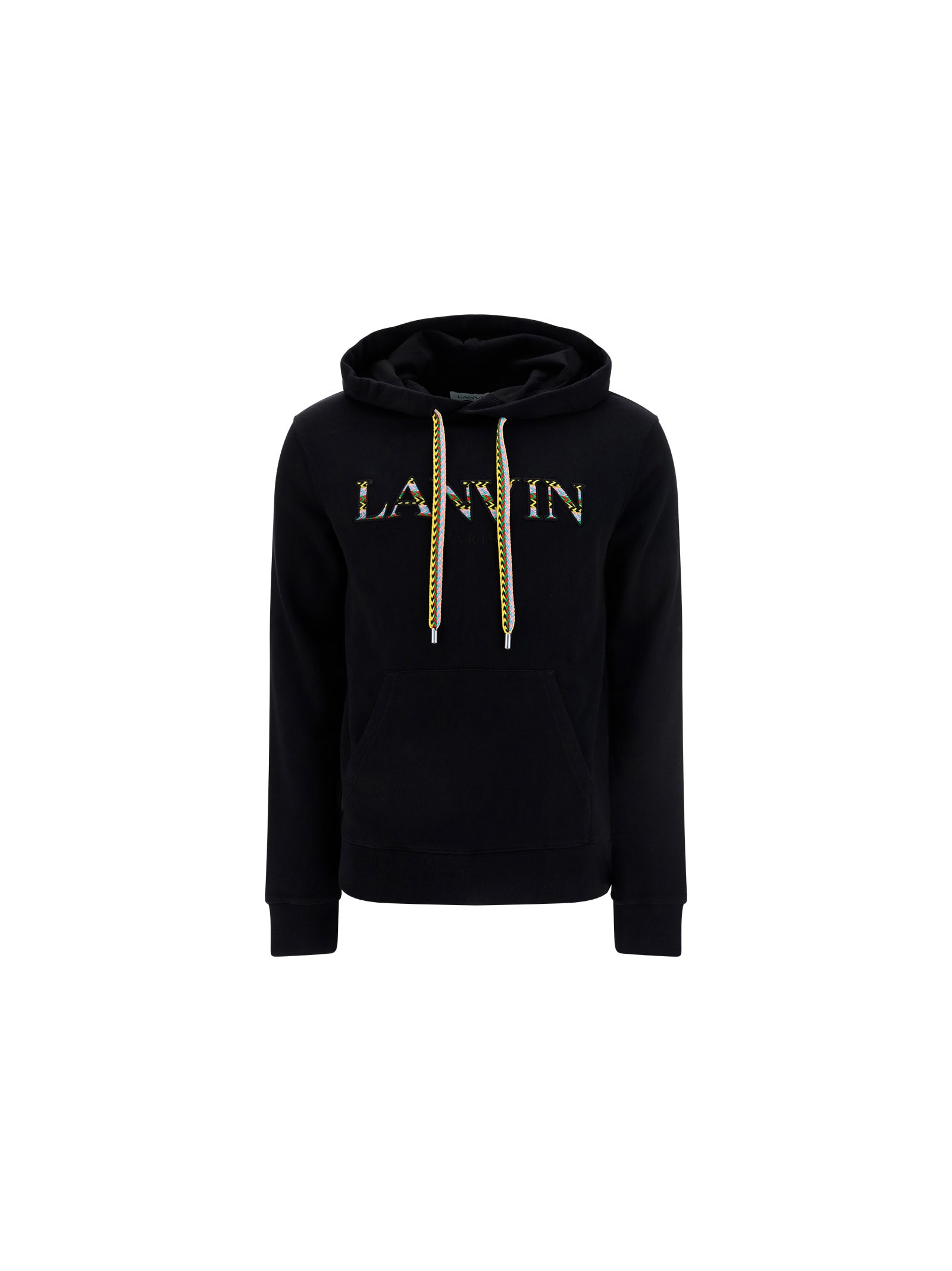 Lanvin Curb Brand-embroidered Cotton-jersey Hoody In Black
