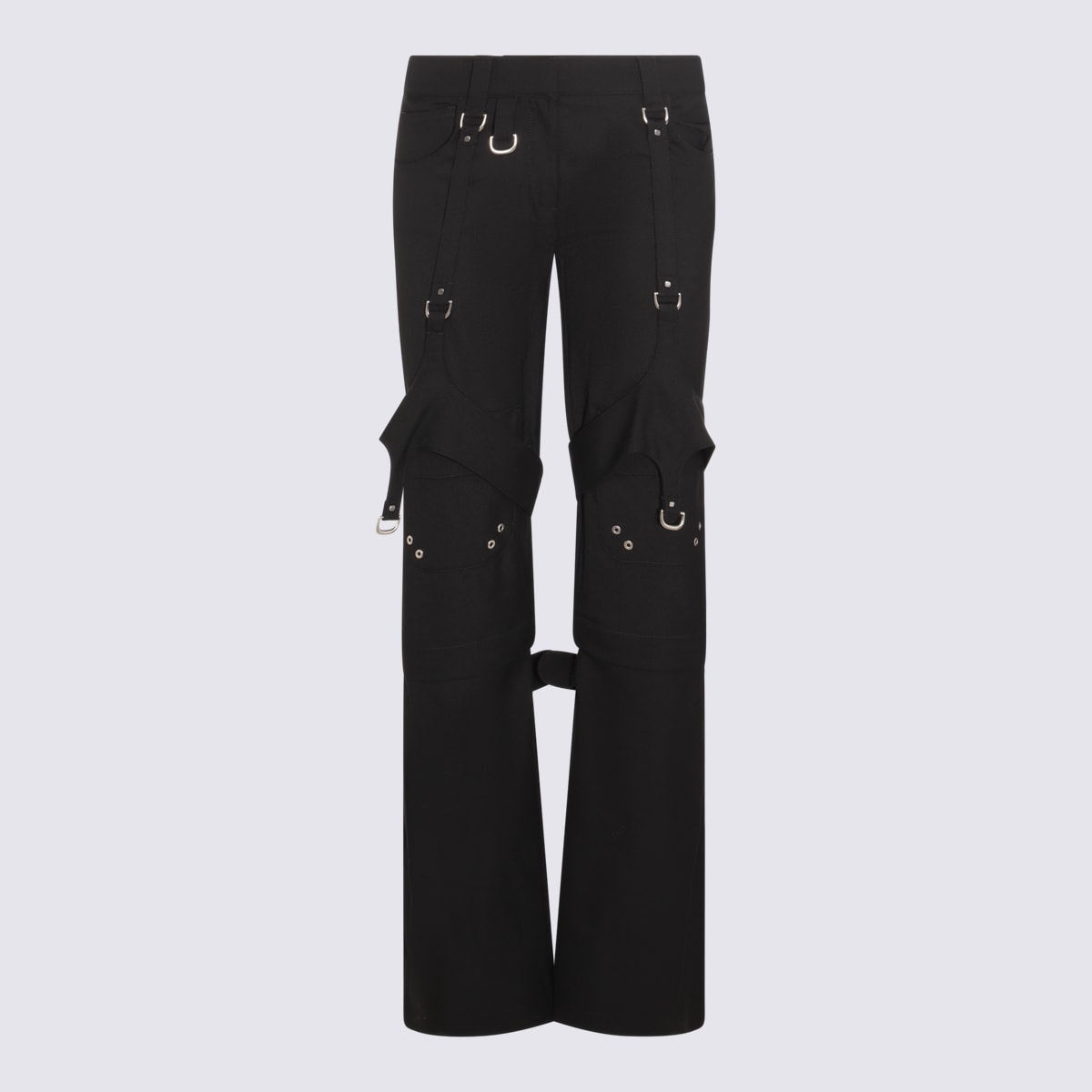 Off-white Black Virgin Wool Blend Cargo Zipped Pants